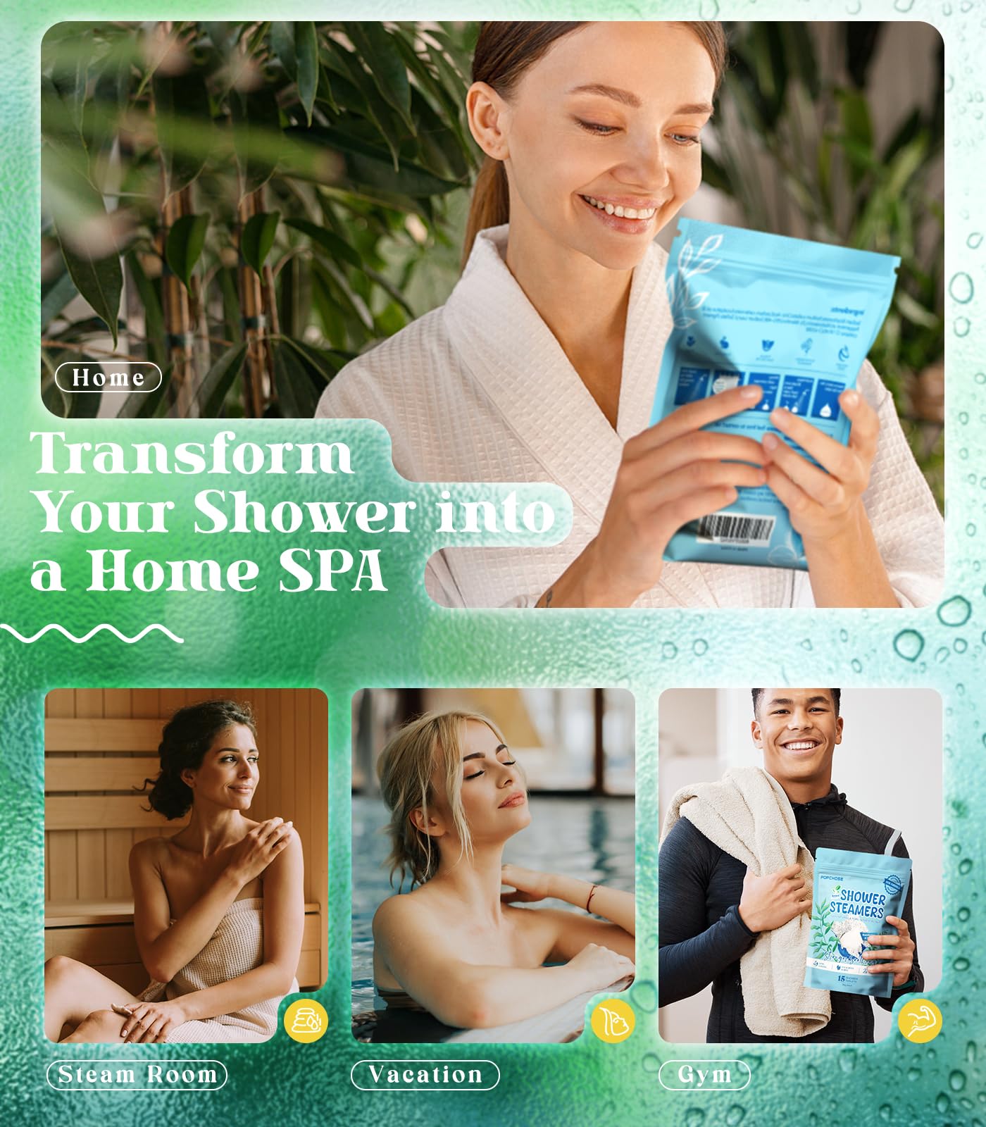 POPCHOSE Shower Steamers Aromatherapy – Eucalyptus Mint, Gift for Women & Men, Home Spa & Self-Care