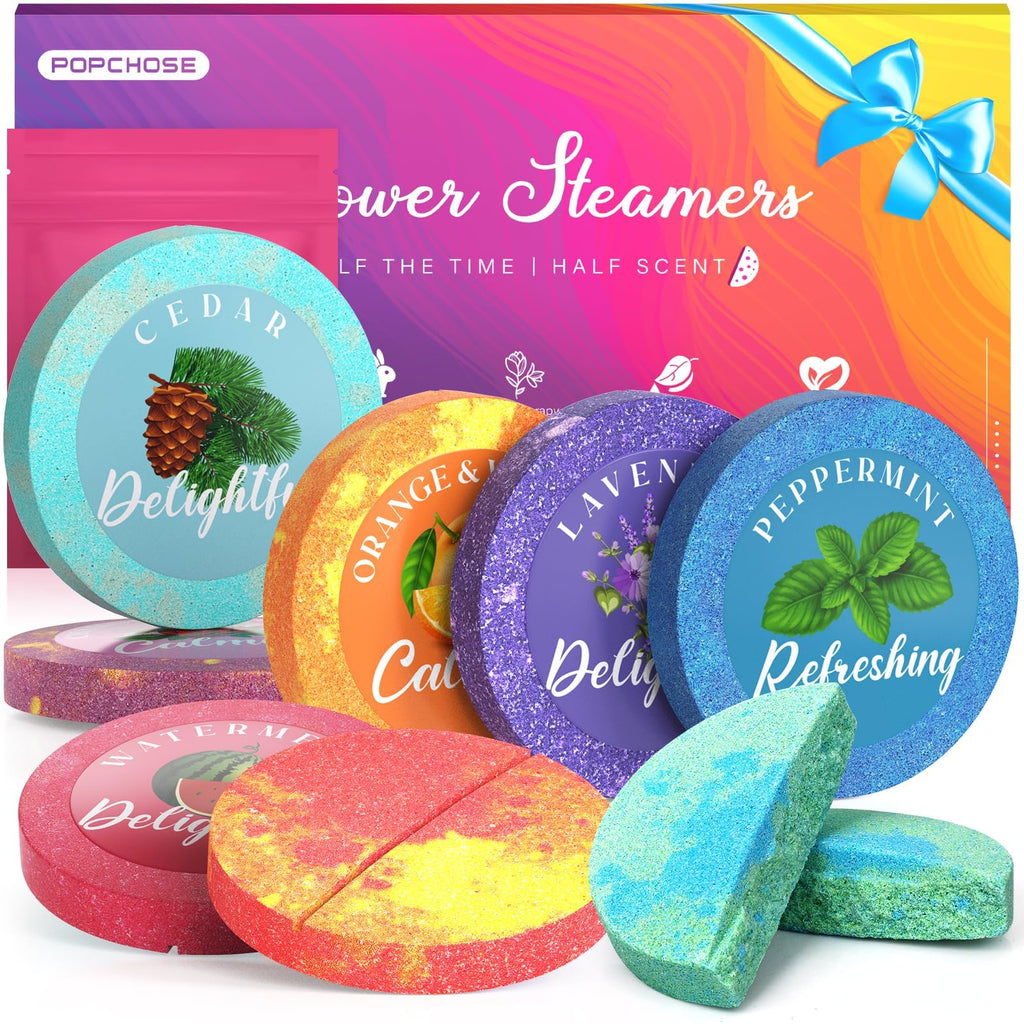 POPCHOSE Shower Steamers Aromatherapy - 8 Pack for Spa-Like Self-Care