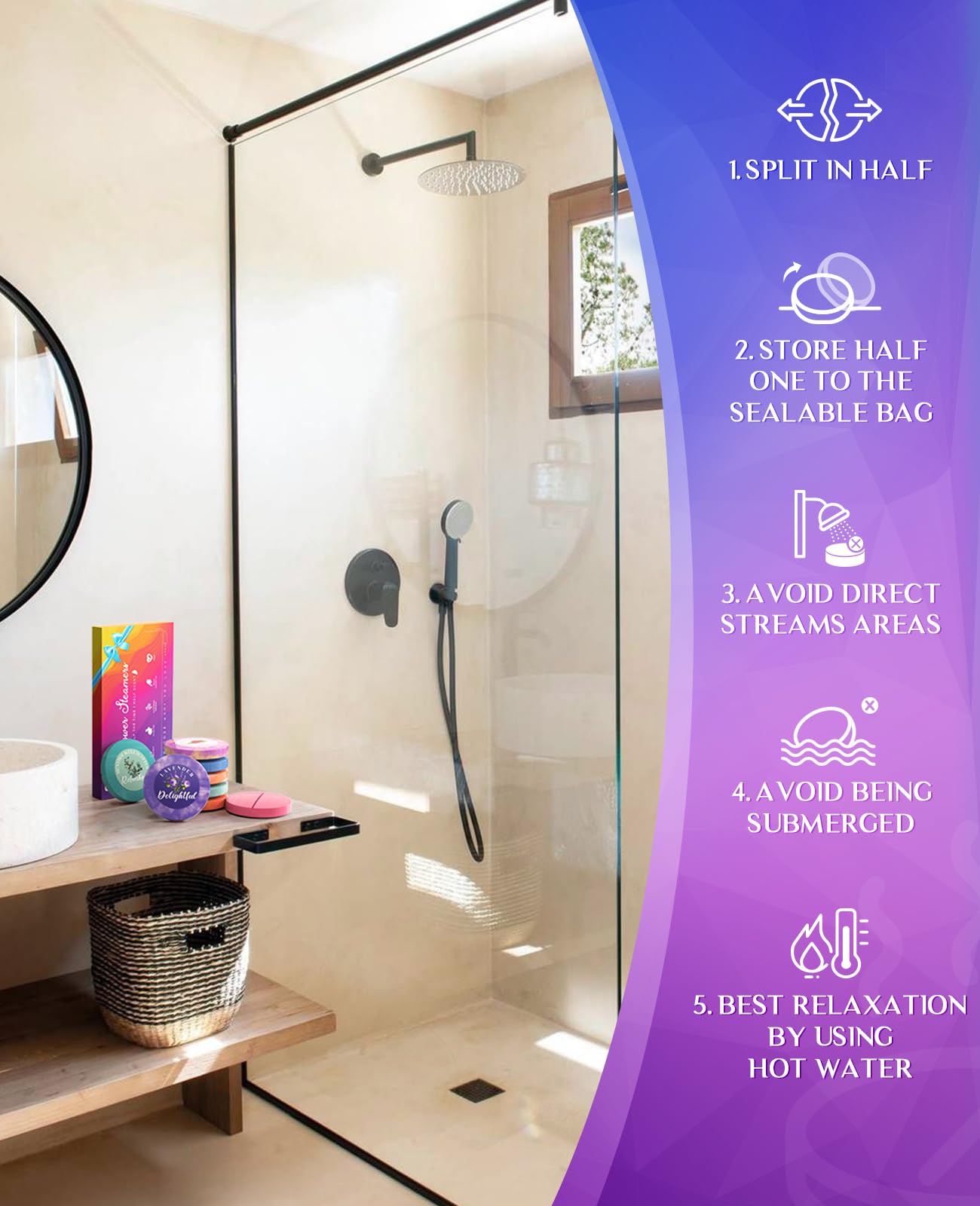 POPCHOSE Shower Steamers Aromatherapy - 8 Pack for Spa-Like Self-Care