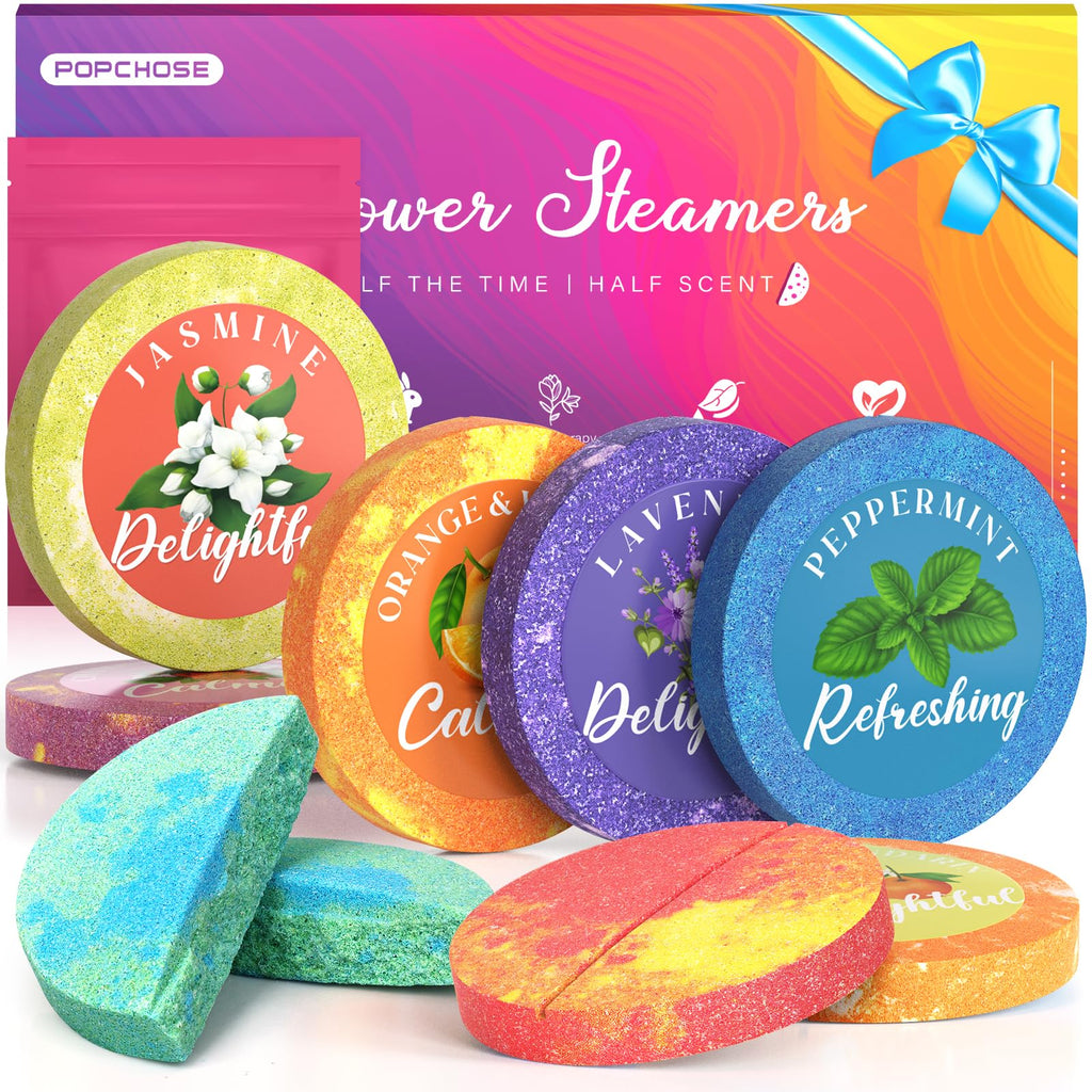 POPCHOSE Shower Steamers Aromatherapy - 8 Pack for Spa-Like Self-Care