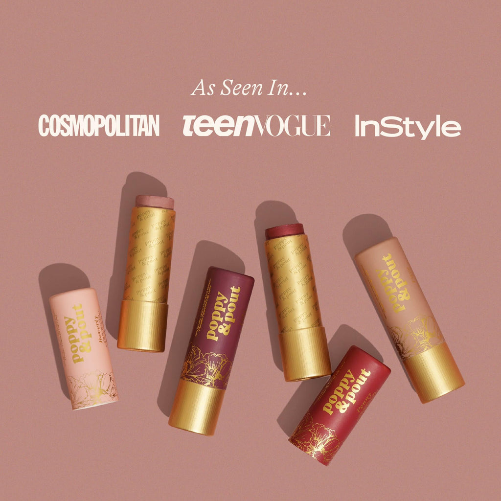 Poppy & Pout All Natural Lip Tints – Bare & Beautiful Trio | Cruelty Free, Sustainable Cardboard Tubes