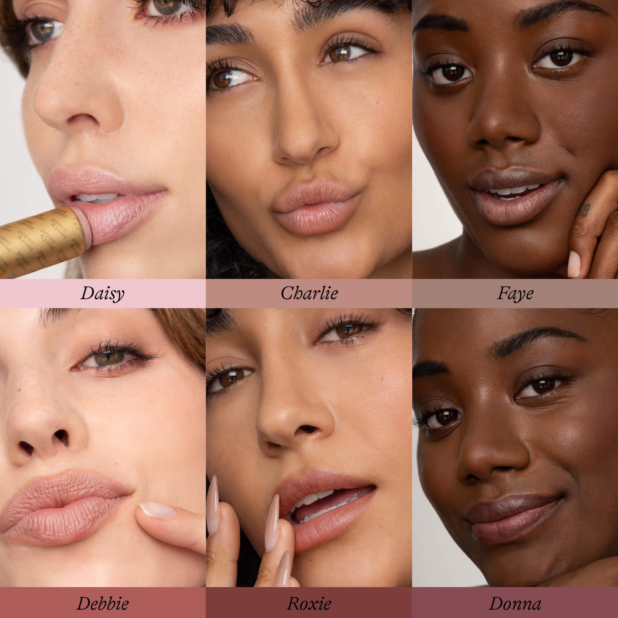 Poppy & Pout All Natural Lip Tints - 6pk Gift Set, Cruelty-Free & Handmade in USA
