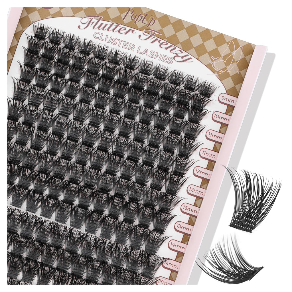 PopUp Cluster Lashes 168pcs Wispy Lashes – DIY D Curl Clusters 9-18mm Mix