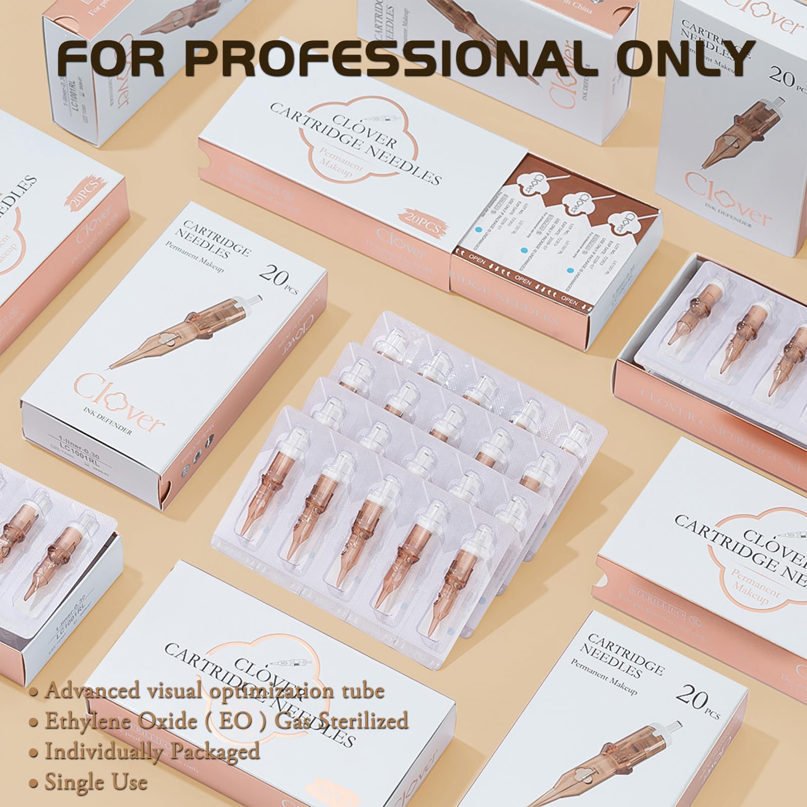 POPUPMU Clover Cartridges 3RL 0.25mm Bugpin – Long Taper Disposable Tattoo Needles