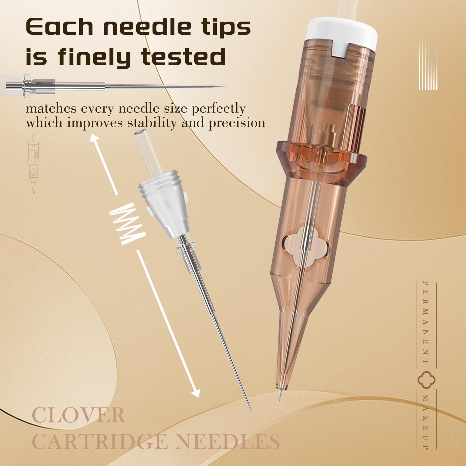 POPUPMU Clover Cartridges 3RL 0.25mm Bugpin – Long Taper Disposable Tattoo Needles
