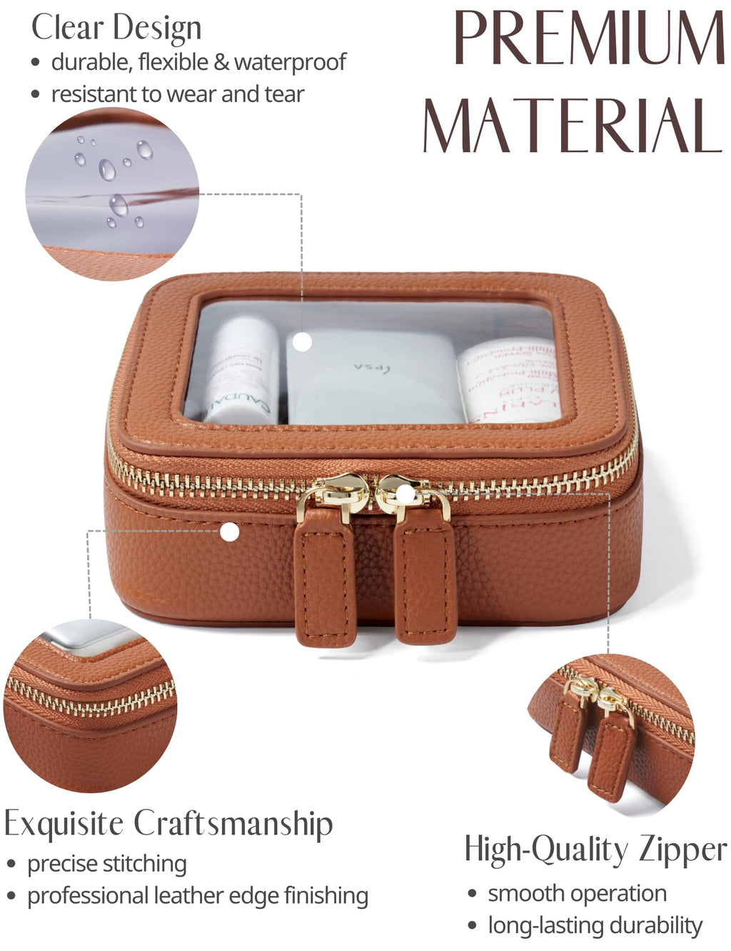 Popvibe Clear Makeup Bag – Transparent Travel Cosmetic Case with Zipper, Portable Organizer for Essentials