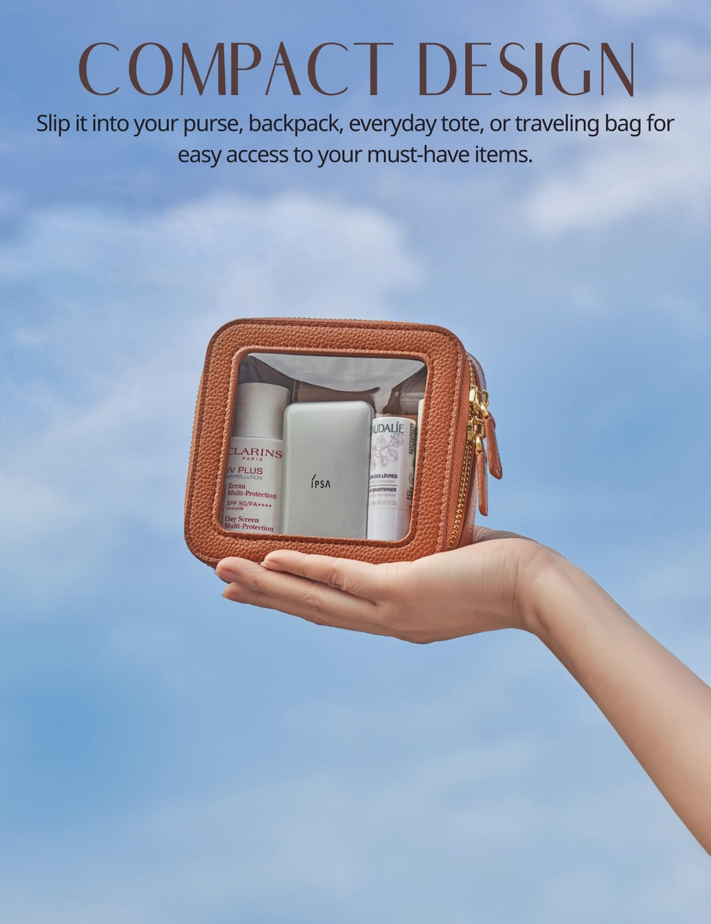 Popvibe Clear Makeup Bag – Transparent Travel Cosmetic Case with Zipper, Portable Organizer for Essentials