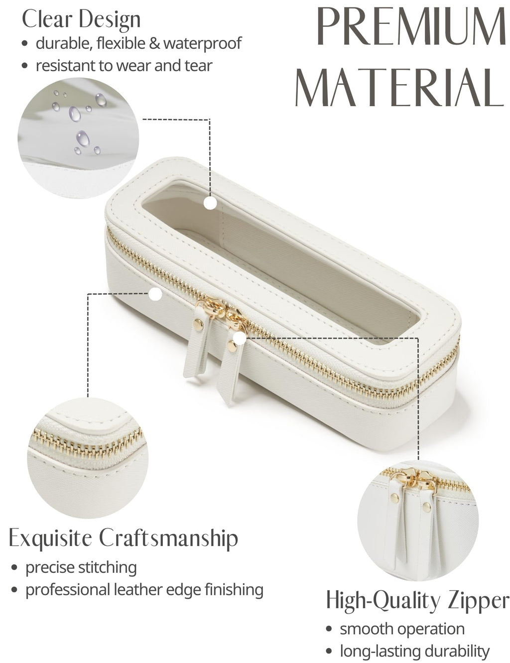 Popvibe Slim Makeup Brush Bag – Clear Travel Cosmetic Case for Women