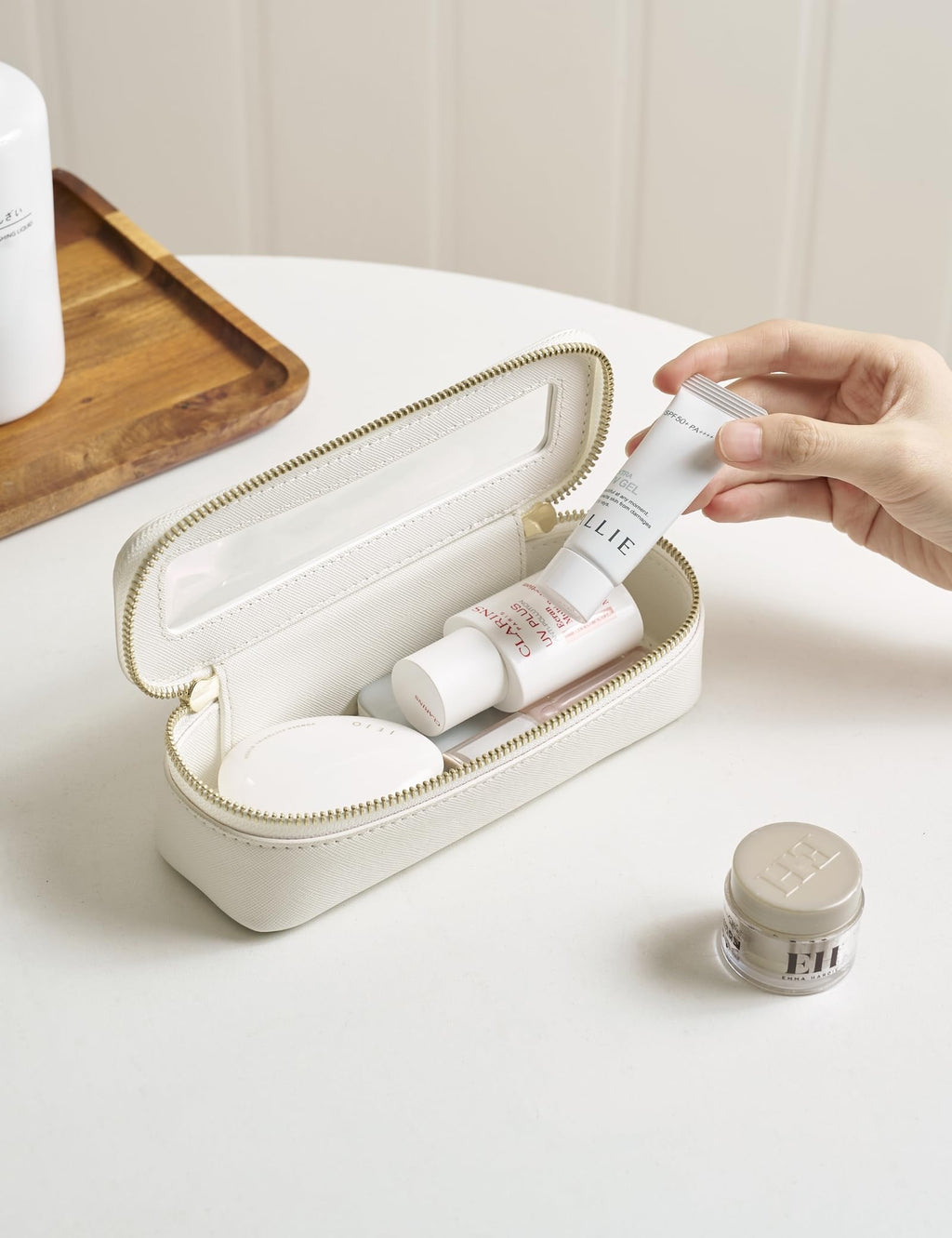 Popvibe Slim Makeup Brush Bag – Clear Travel Cosmetic Case for Women