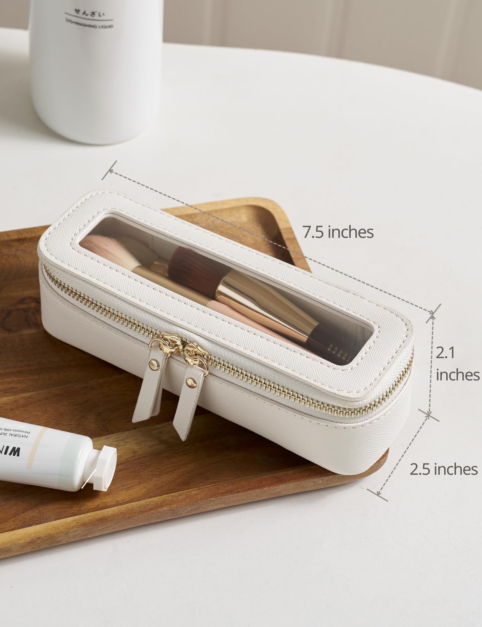 Popvibe Slim Makeup Brush Bag – Clear Travel Cosmetic Case for Women
