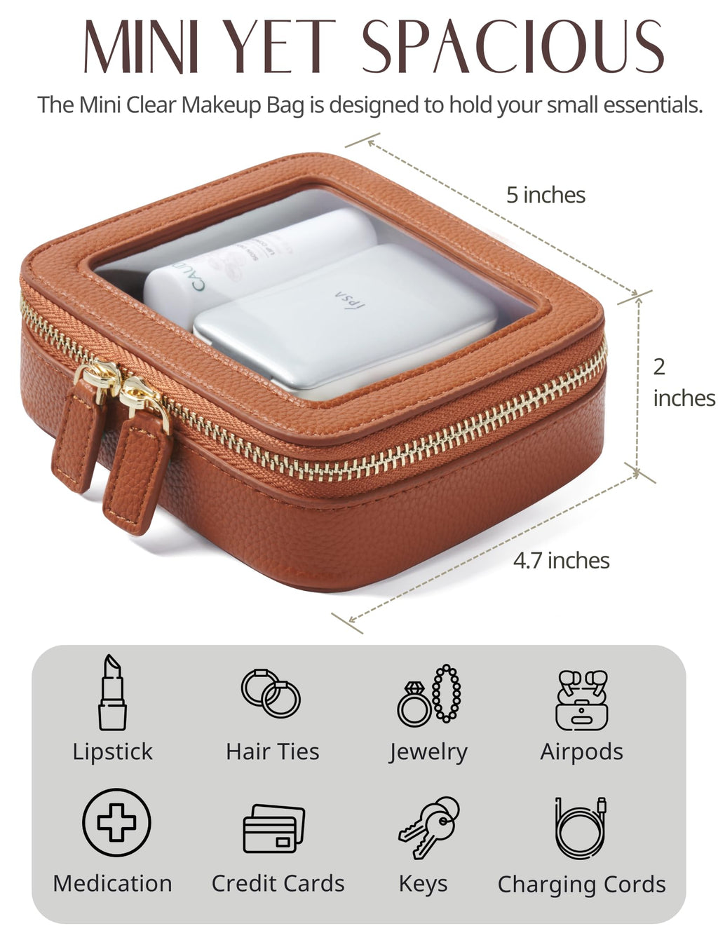 Popvibe Clear Makeup Bag – Transparent Travel Cosmetic Case with Zipper, Portable Organizer for Essentials