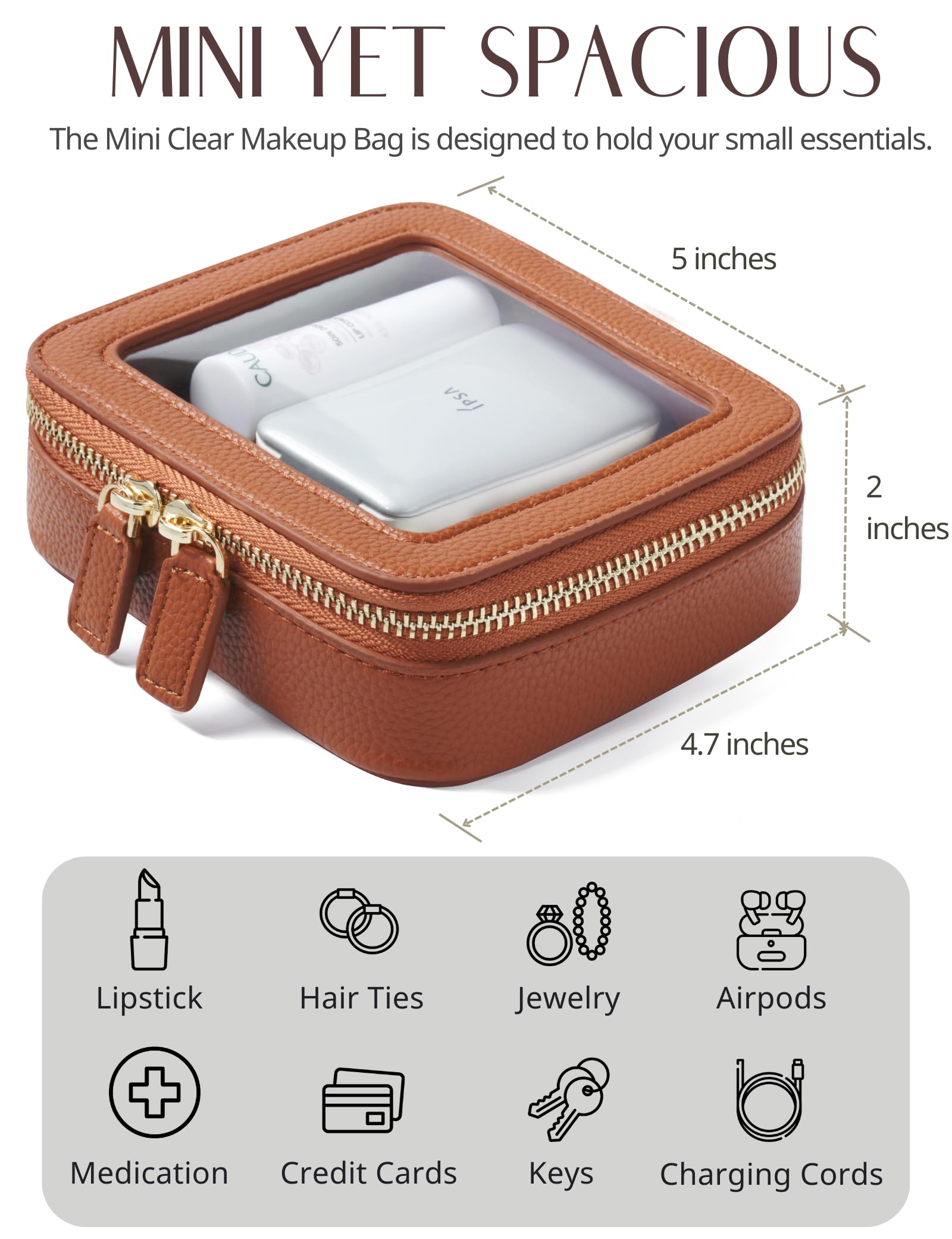 Popvibe Clear Makeup Bag – Transparent Travel Cosmetic Case with Zipper, Portable Organizer for Essentials