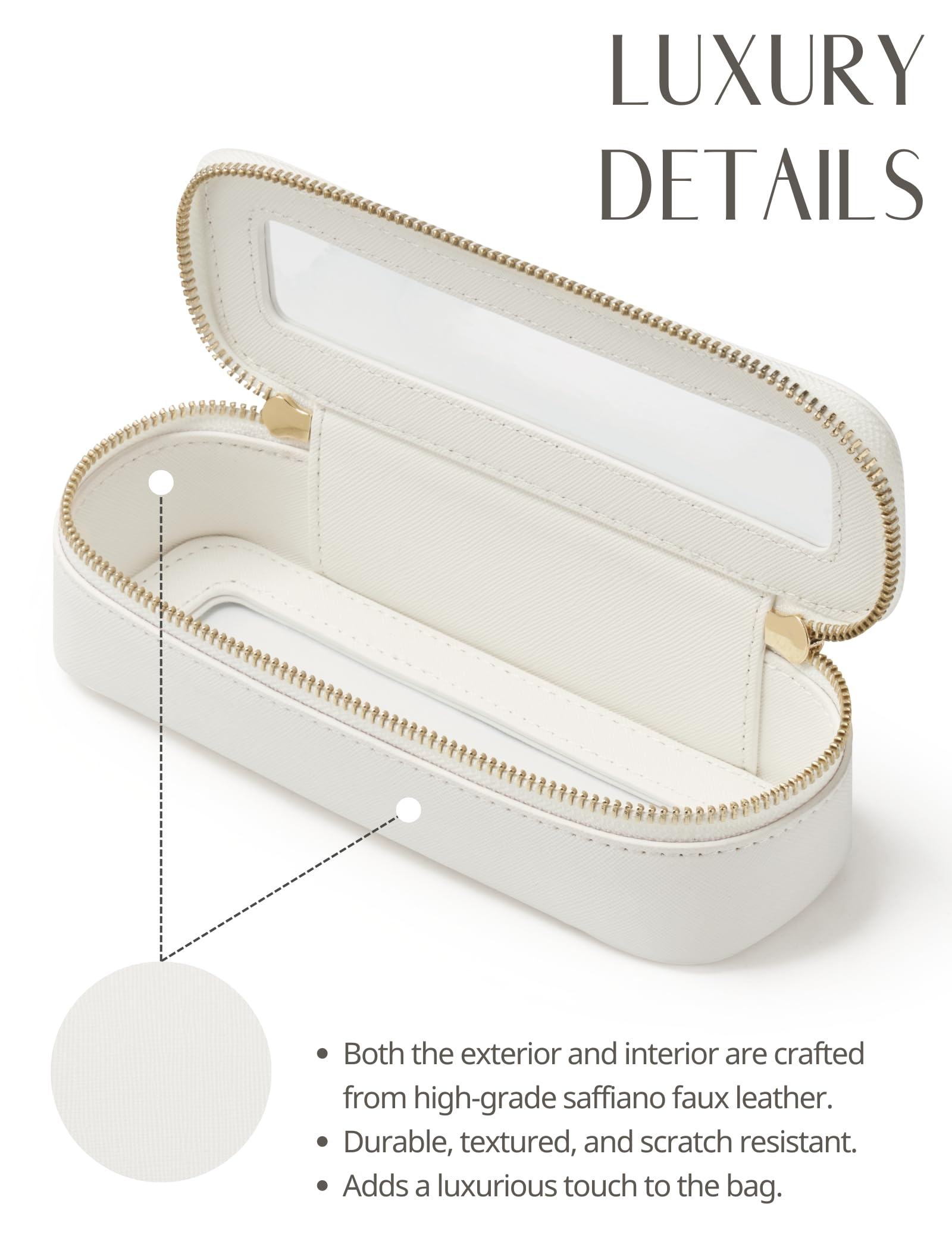 Popvibe Slim Makeup Brush Bag – Clear Travel Cosmetic Case for Women