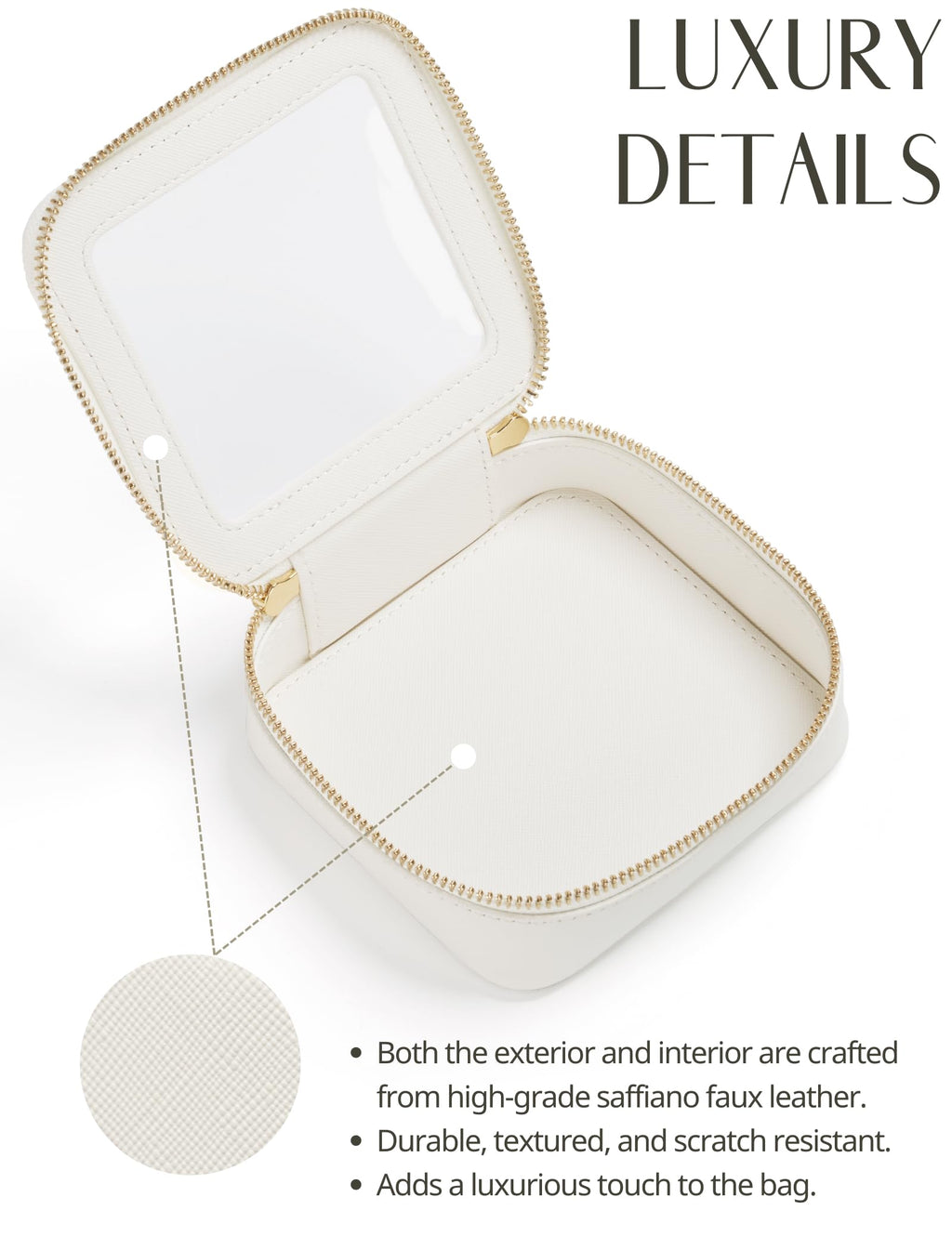 Popvibe Clear Makeup Case Set – Mini & Medium, TSA-Approved, White