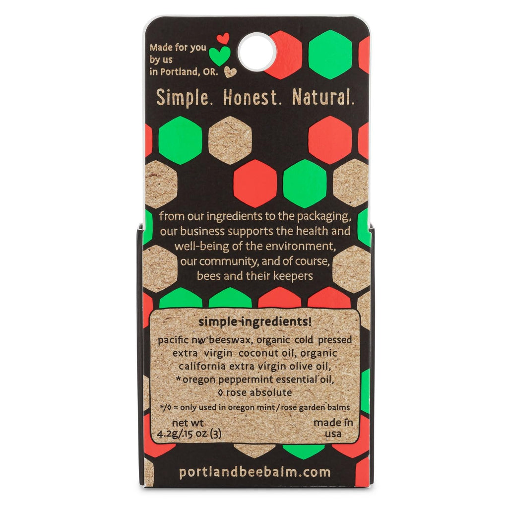Portland Bee Balm All Natural Handmade Lip Balm – Unscented & Oregon Mint + Rose Assortment (3 Count)
