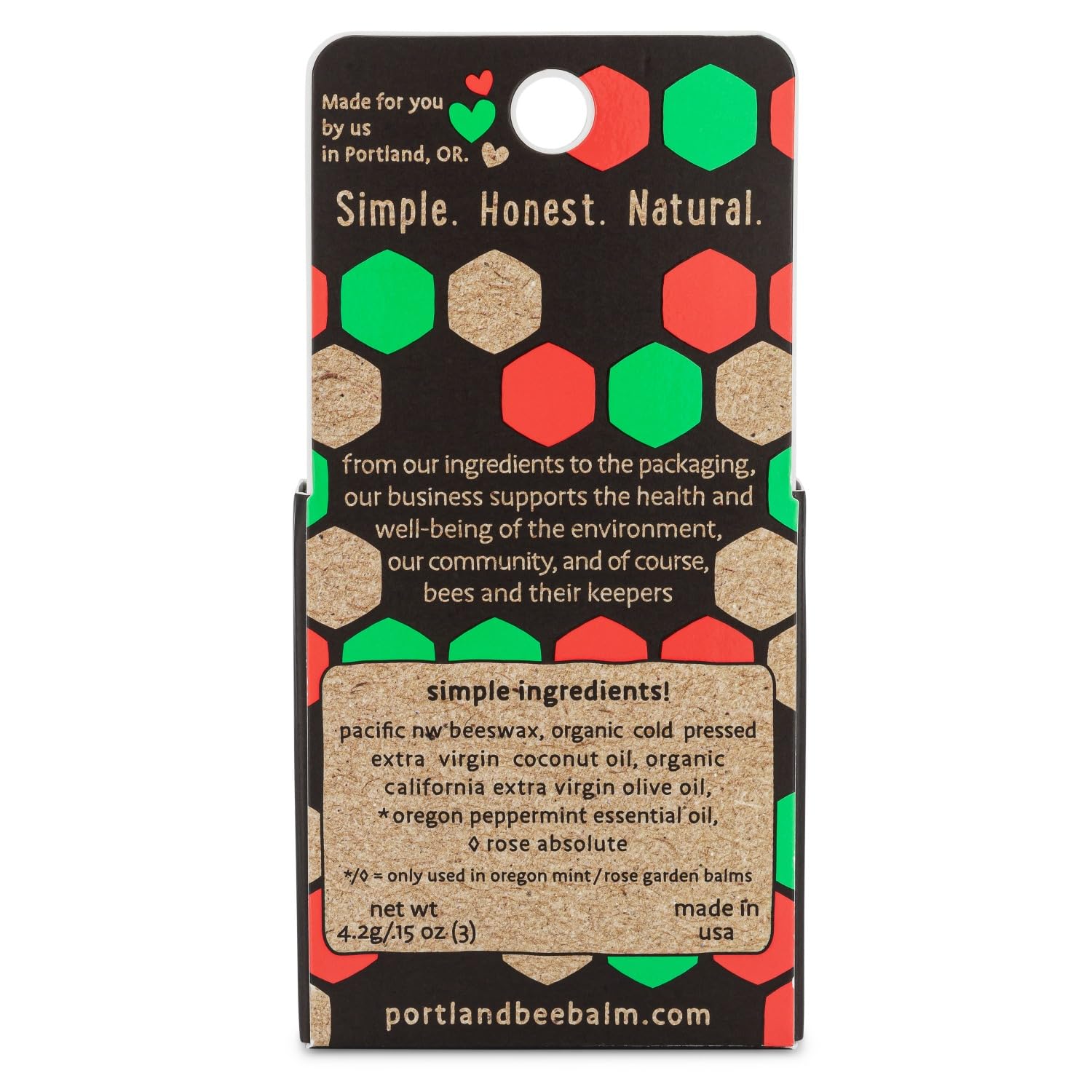 Portland Bee Balm All Natural Handmade Lip Balm – Unscented & Oregon Mint + Rose Assortment (3 Count)