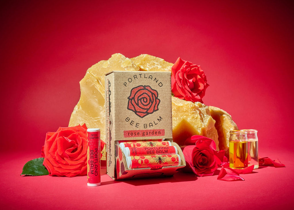 Portland Bee Balm Rose Garden Lip Balm – All Natural Handmade Beeswax, 24 Count