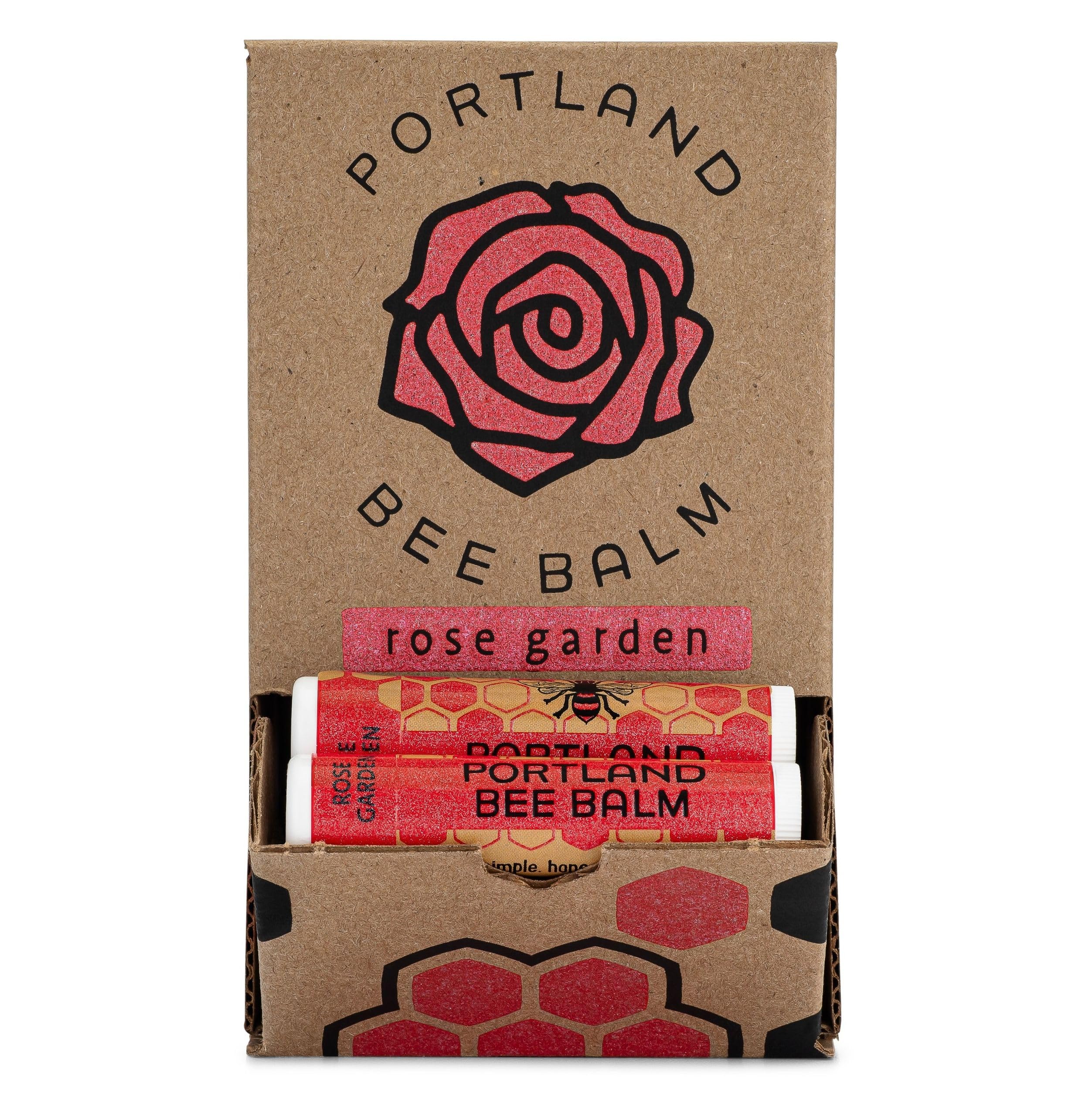 Portland Bee Balm Rose Garden Lip Balm – All Natural Handmade Beeswax, 24 Count