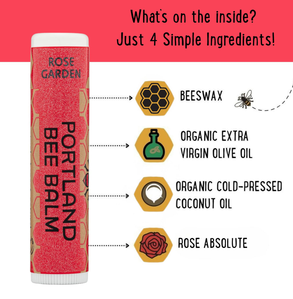Portland Bee Balm Rose Garden Lip Balm – All-Natural, Handmade Beeswax (9 Count)
