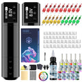 POSEIDON Cordless Tattoo Pen Kit for Beginners – LED Display, 2 Batteries & 20 Needles
