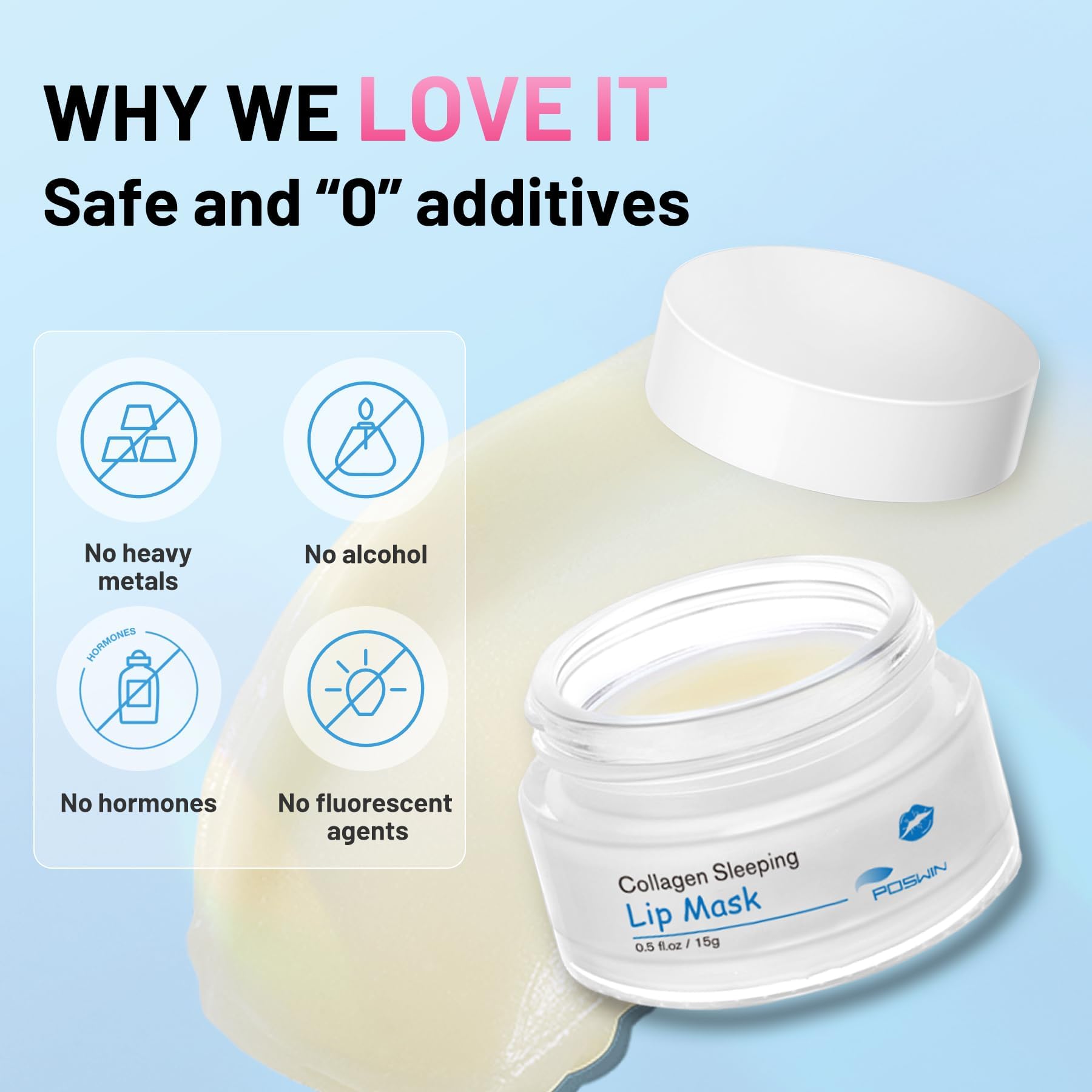 POSWIN Lip Sleeping Mask — Moisture & Collagen Overnight Lip Treatment 15g