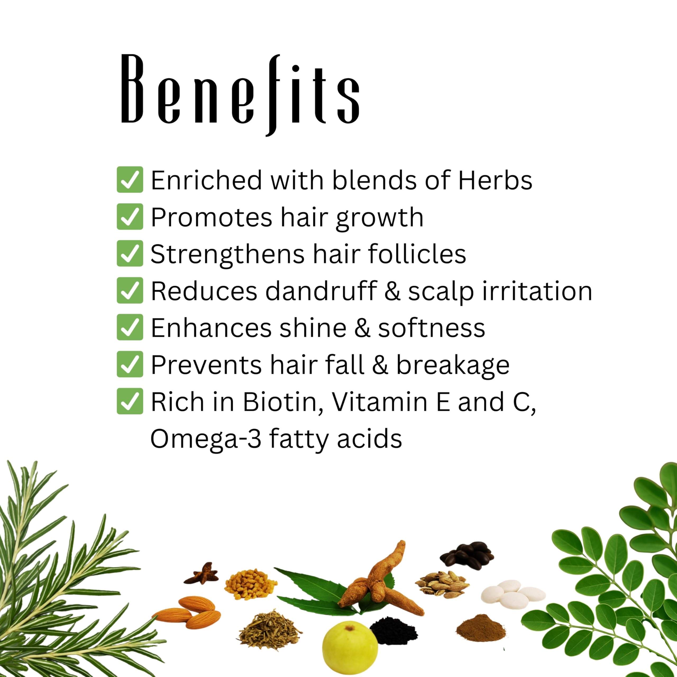 Power of Herbs Moringa Rosemary Ayurvedic Hair Oil - 2 oz, Made in USA