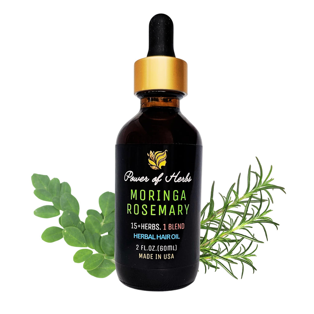 Power of Herbs Moringa Rosemary Ayurvedic Hair Oil - 2 oz, Made in USA