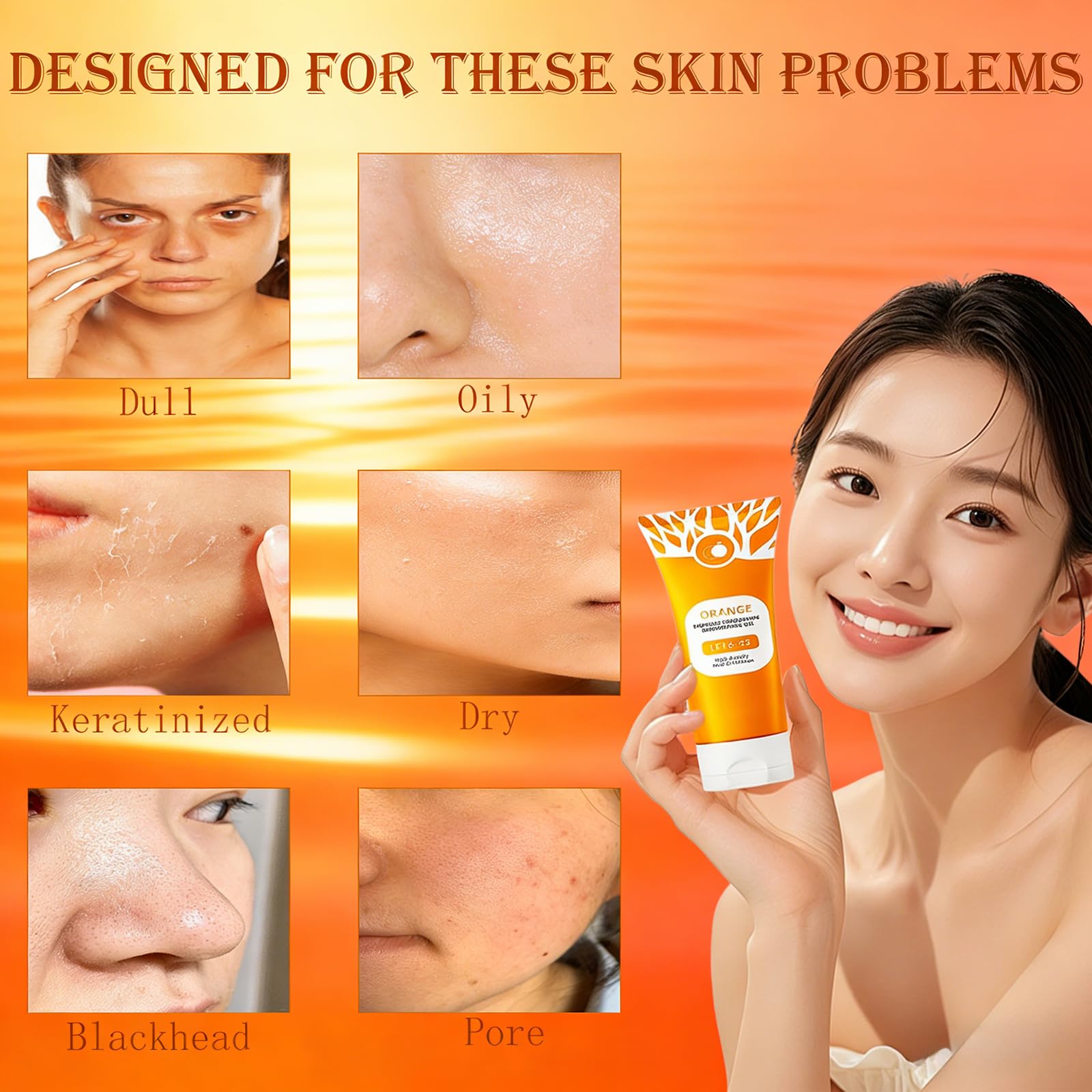 POYICGS Orange Exfoliating Gel – Deep Clean Pores, Remove Blackheads & Moisturize Skin