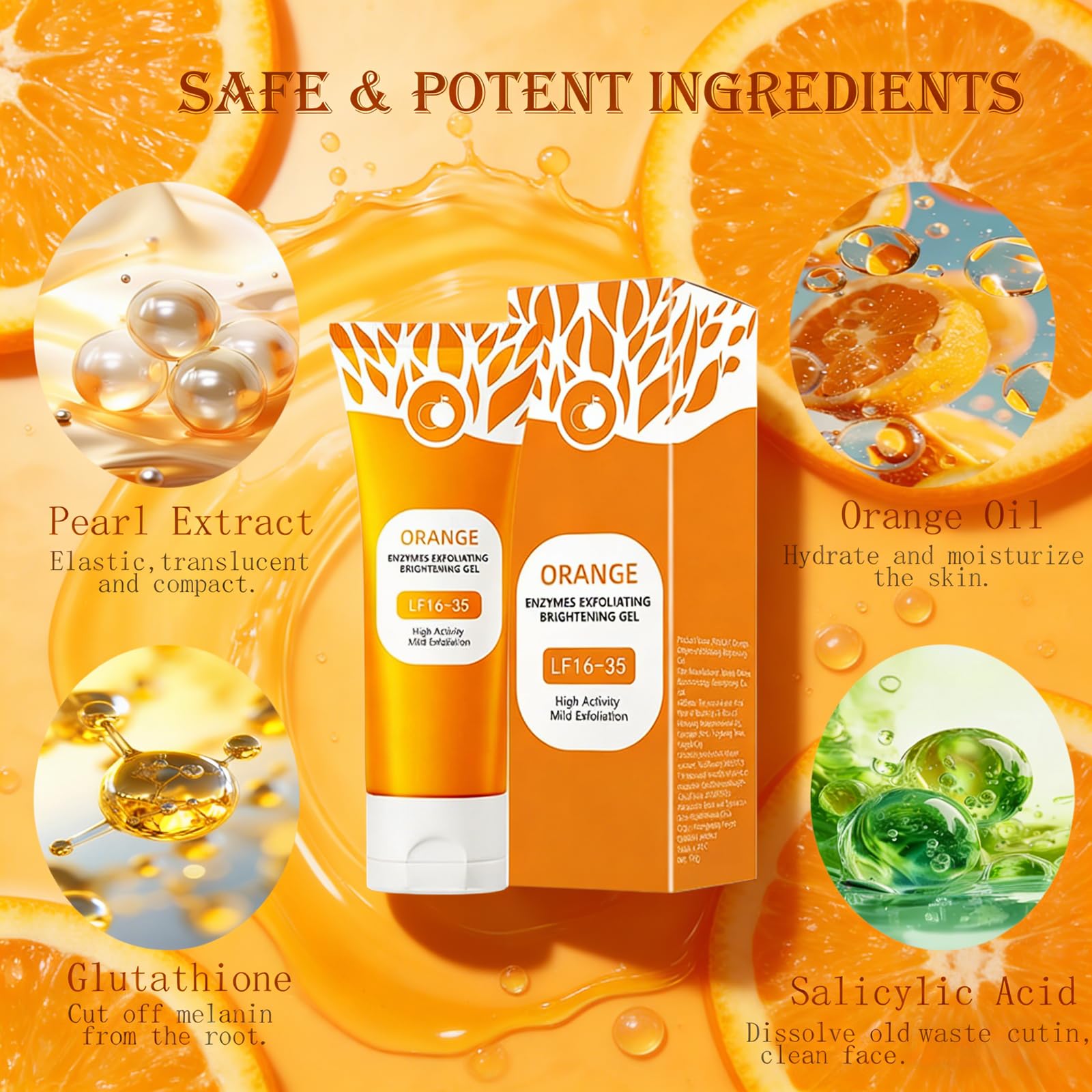 POYICGS Orange Exfoliating Gel – Deep Clean Pores, Remove Blackheads & Moisturize Skin