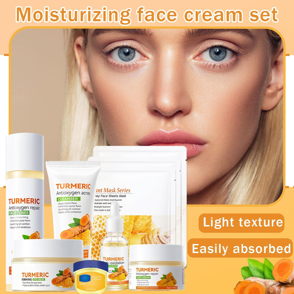 PPPanYiDi 9-Piece Turmeric Skincare Set | Cleanser, Toner, Serum & More