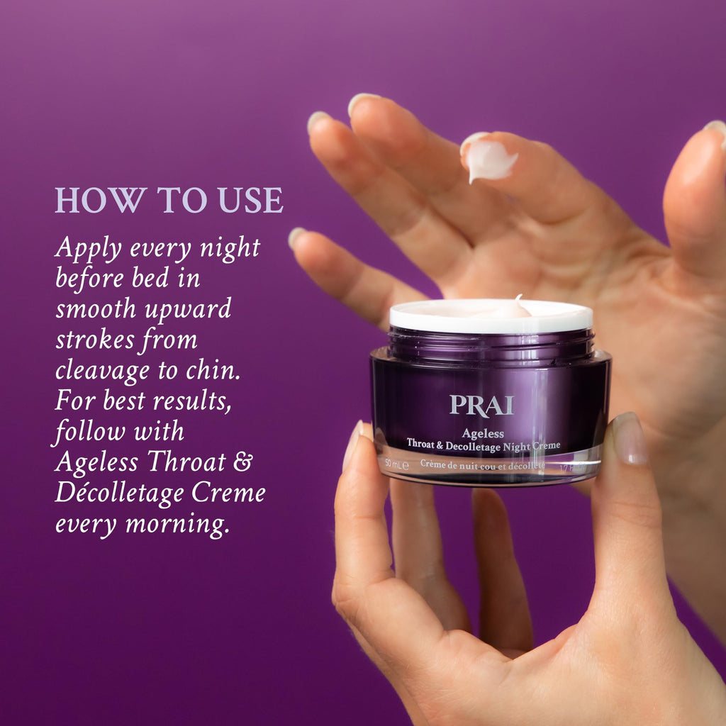 PRAI Beauty Ageless Throat & Decolletage Night Creme — Neck Firming Cream with Retinol | 4 oz | Cruelty-Free