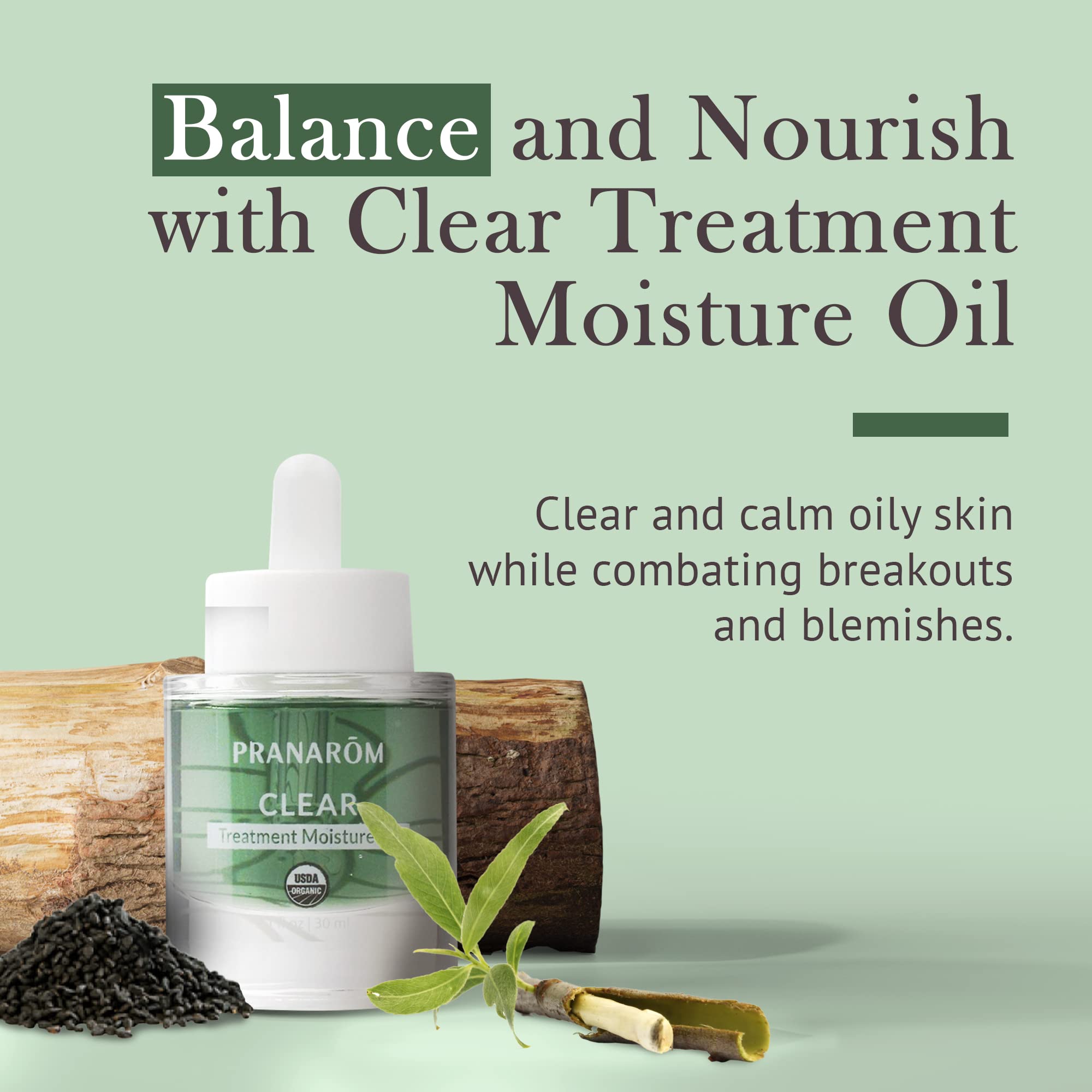 Pranarom Clear Treatment Moisture Oil – Hydrating Facial Oil for Oily & Blemish-Prone Skin | Organic Essential Oils