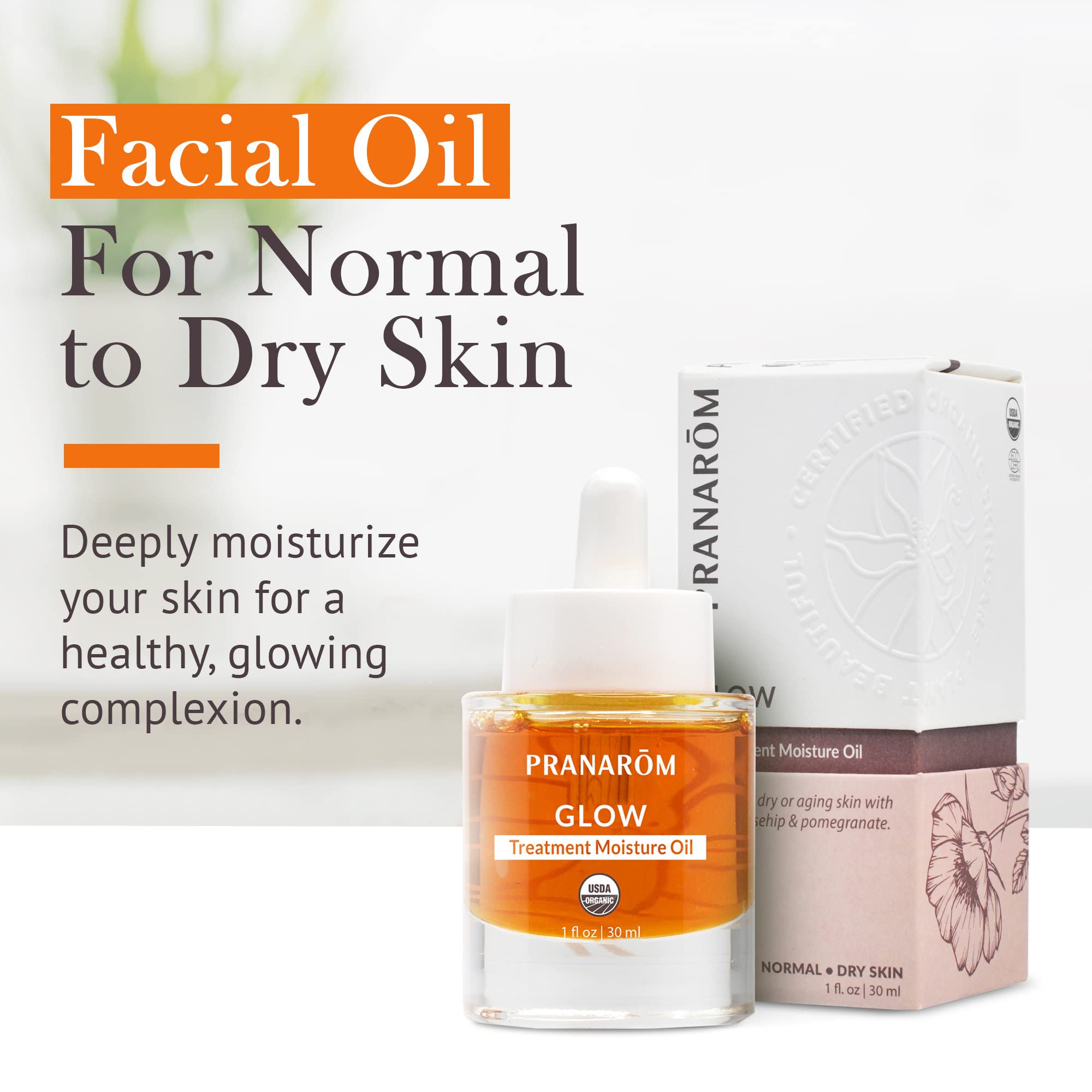 Pranarom Glow Treatment Moisture Oil – 1oz 30ml Pure & Natural for Dry Skin