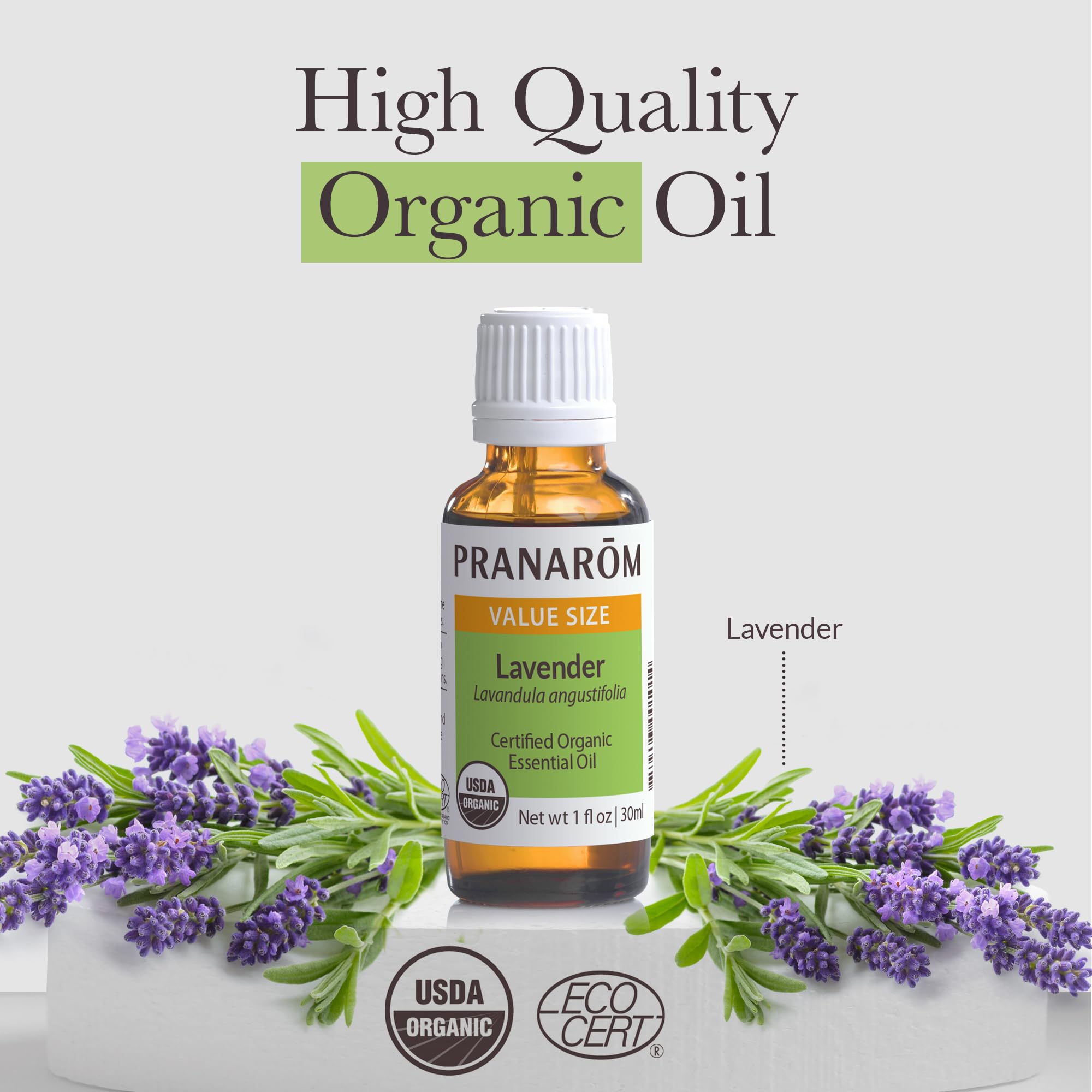 Pranarom USDA Organic Lavender Essential Oil (30ml) – 100% Pure, Undiluted, Therapeutic Grade