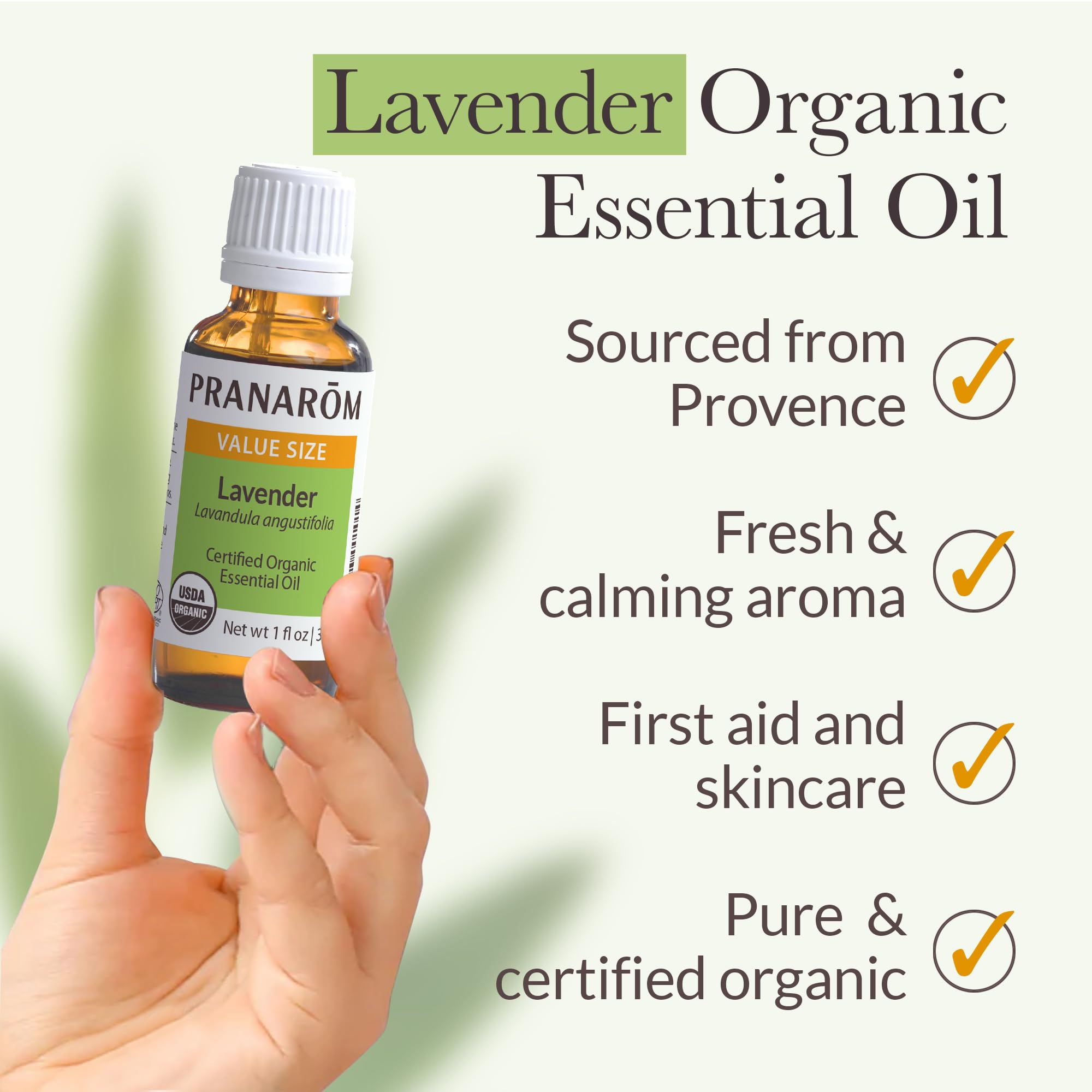 Pranarom USDA Organic Lavender Essential Oil (30ml) – 100% Pure, Undiluted, Therapeutic Grade