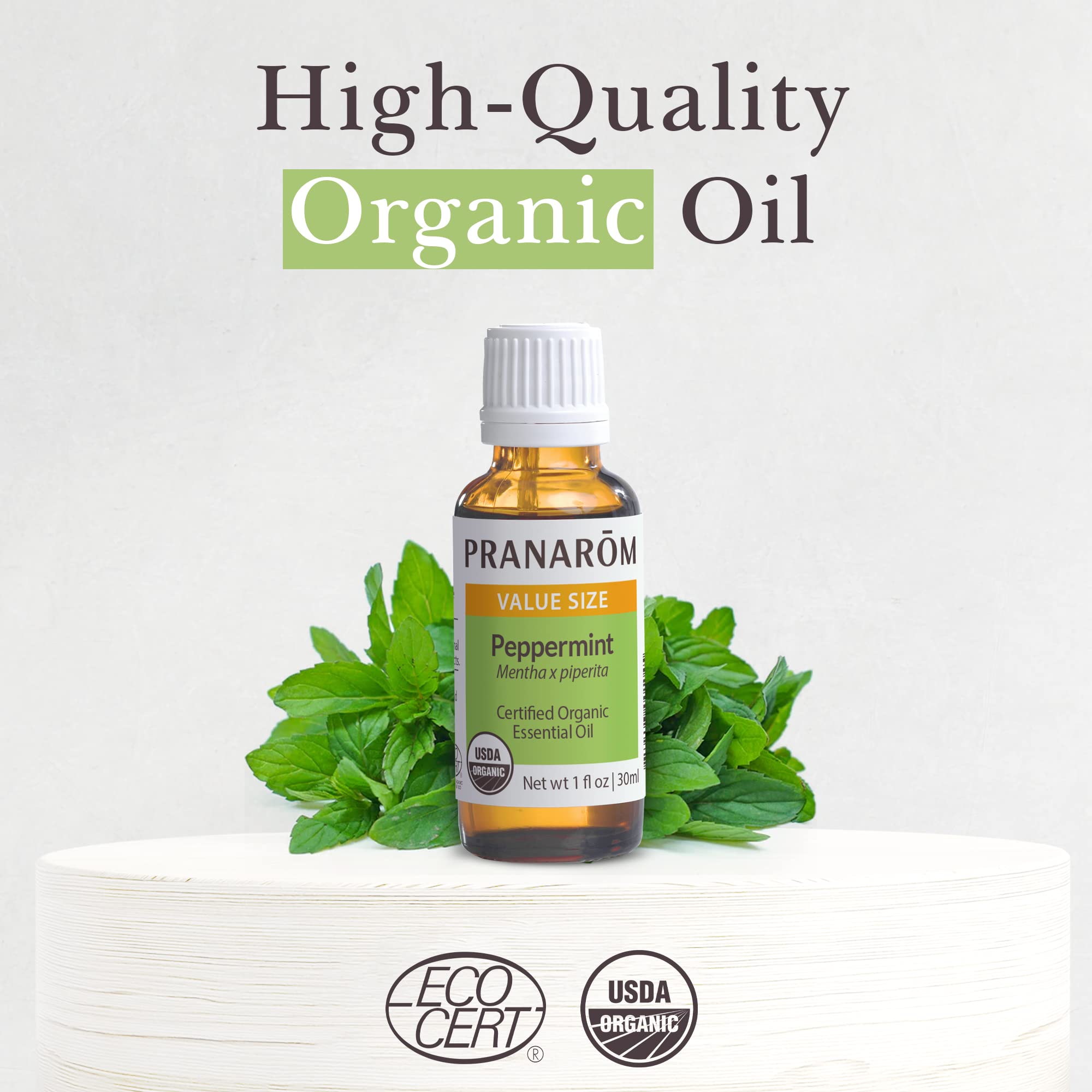 Pranarom USDA Organic Peppermint Essential Oil (30ml) – 100% Pure, Therapeutic Grade