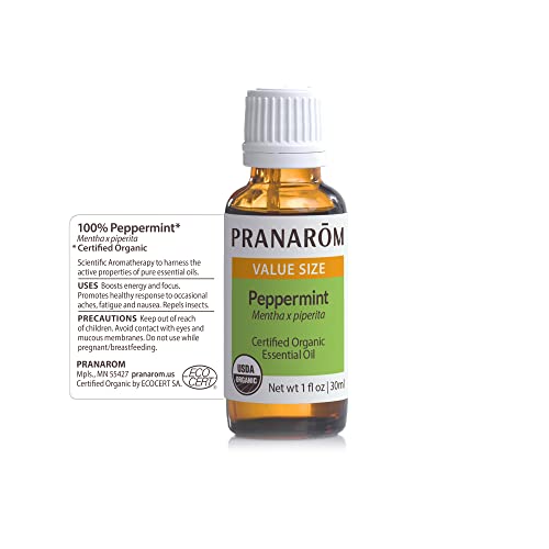 Pranarom USDA Organic Peppermint Essential Oil (30ml) – 100% Pure, Therapeutic Grade
