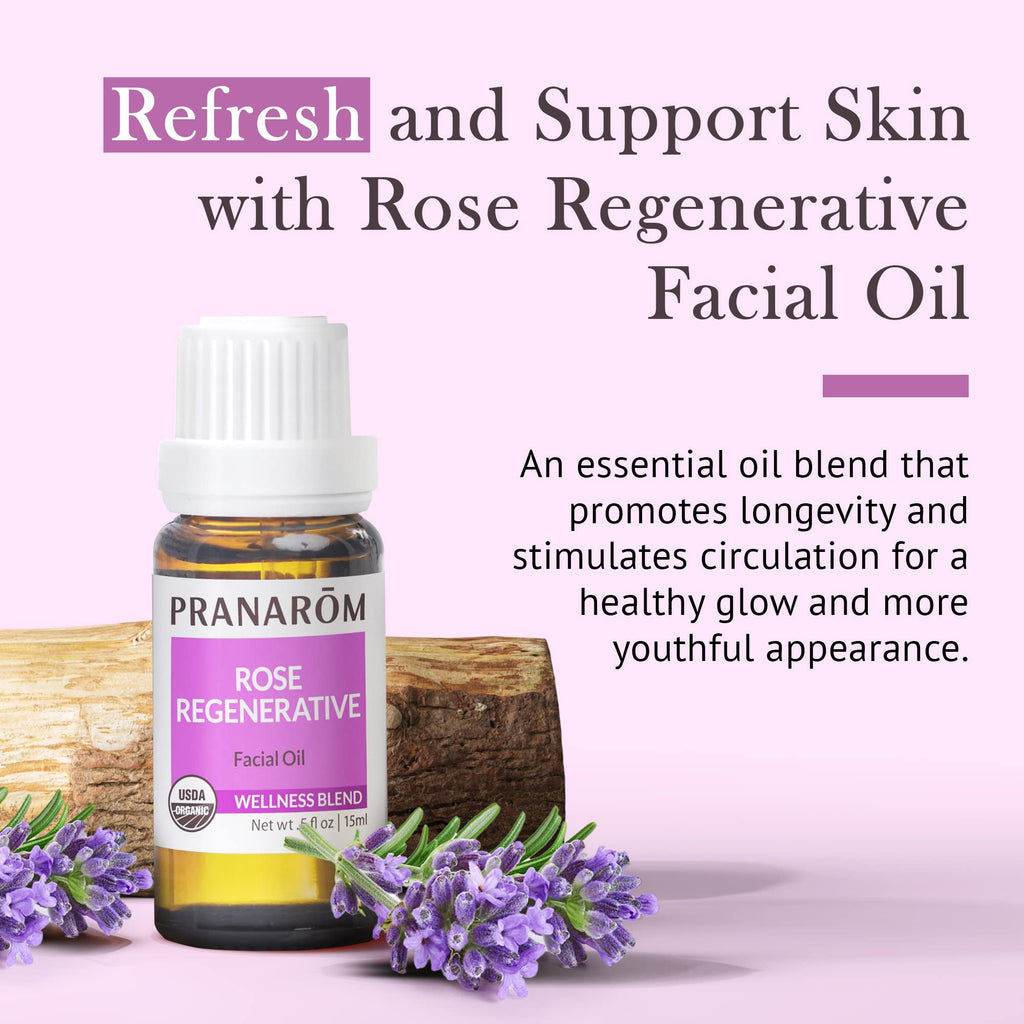 Pranarom Rose Regenerative Facial Essential Oil Blend (5ml) – Organic, 100% Pure for Skincare