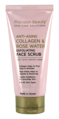 Precision Beauty Anti-Aging Collagen & Rose Water Exfoliating Face Scrub - All Skin Types, Paraben Free, 8 oz