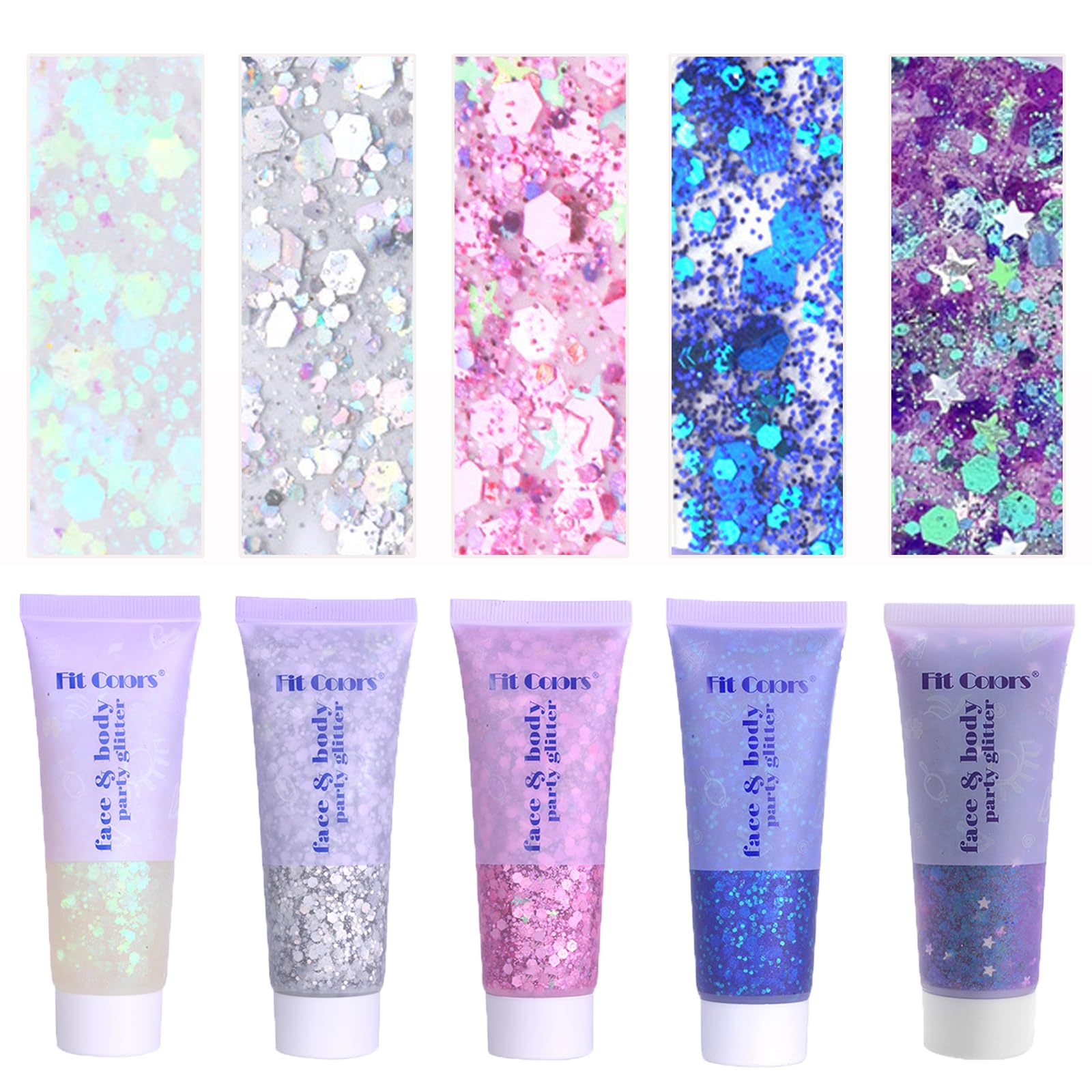 Prehot Face Body Glitter Gel – Chunky Multicolor Glitter for Face, Hair & Body