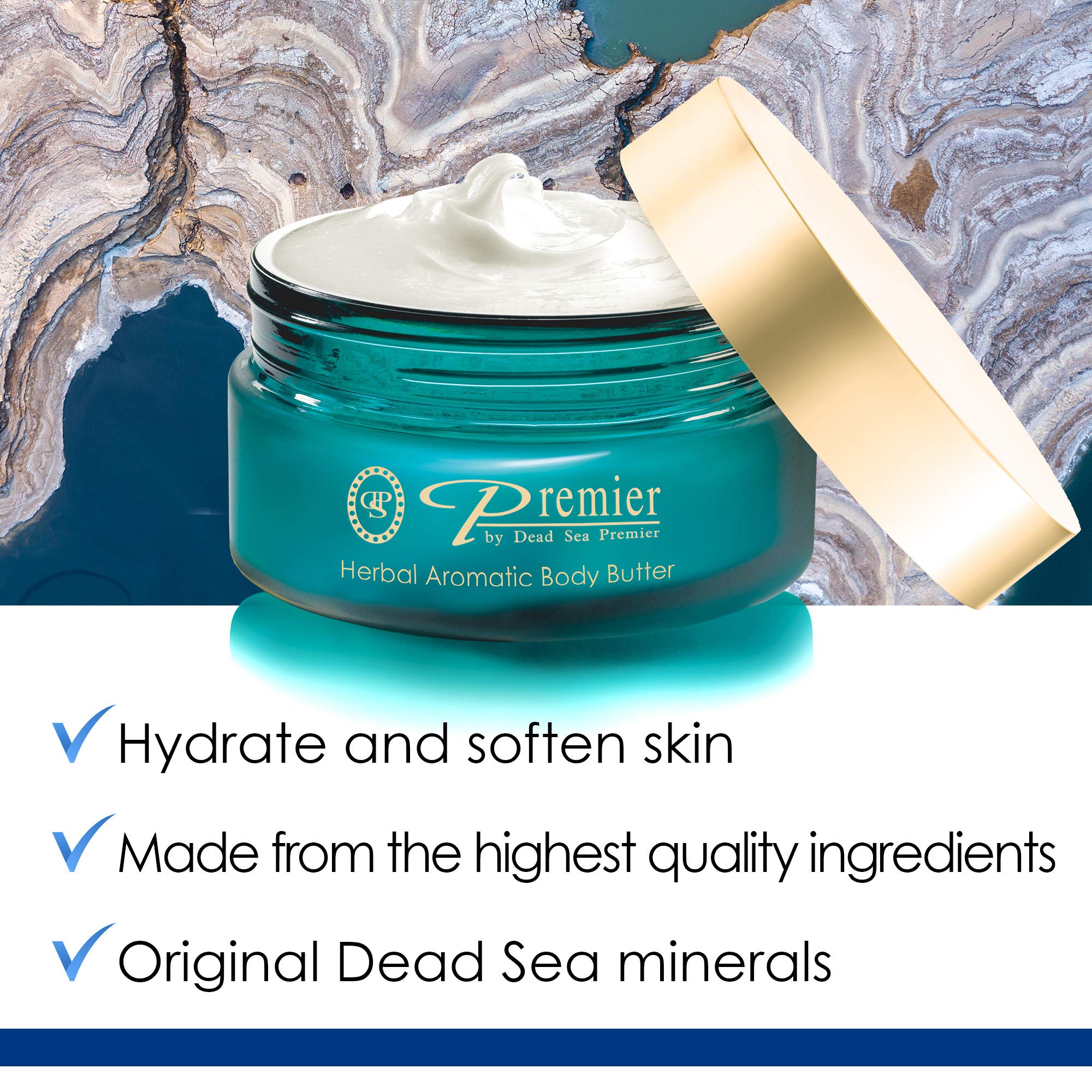 Premier Dead Sea Body Butter for Women & Men - Vegan Shea Moisturizer with Dead Sea Minerals