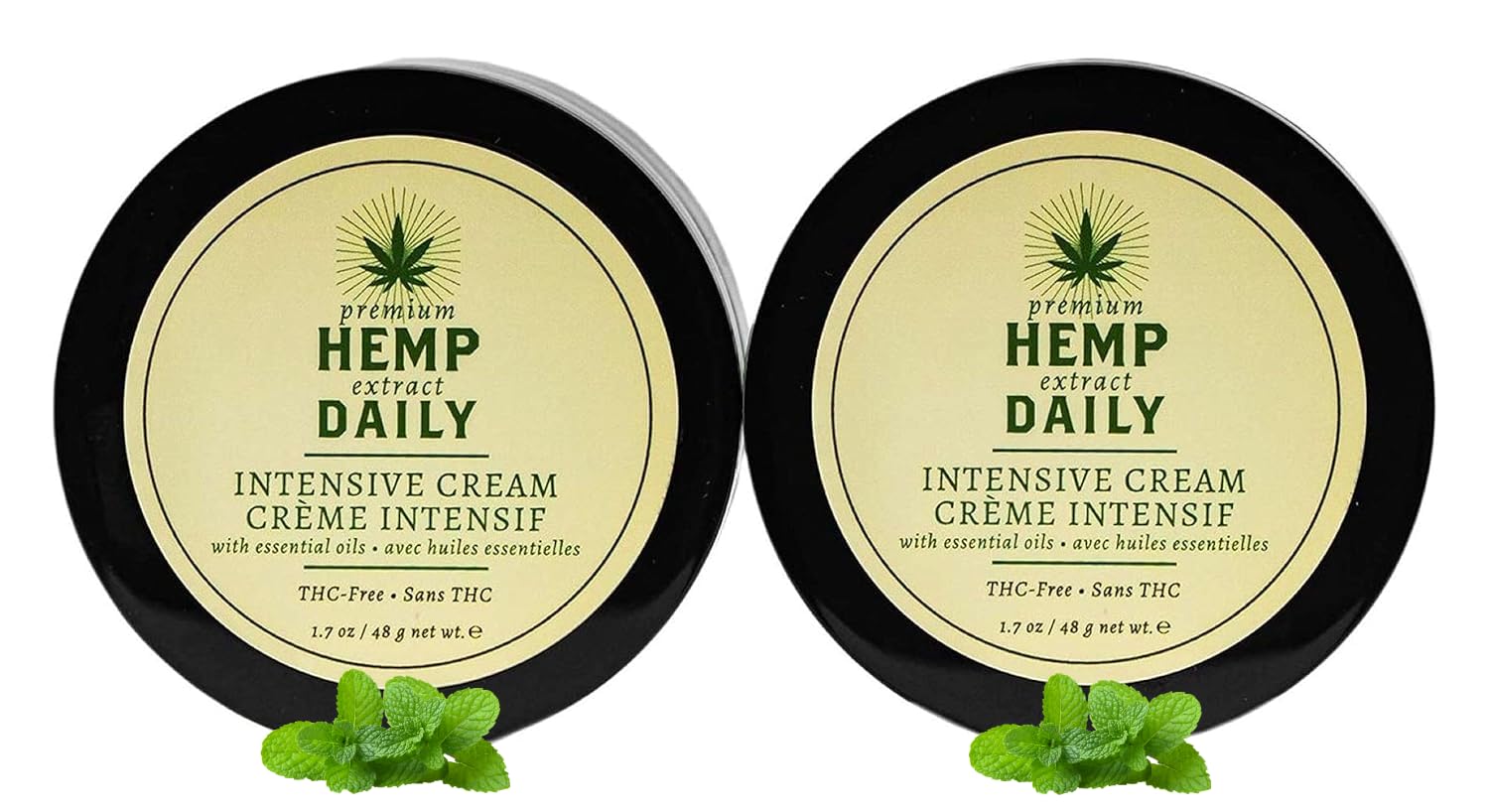 Premium Hemp Daily Cream - Menthol, Argan, Jojoba & Rosehips | Lightweight, Fast-Absorbing Moisturizer | 1.7 oz Pack of 2 | USA-Made, Cruelty-Free