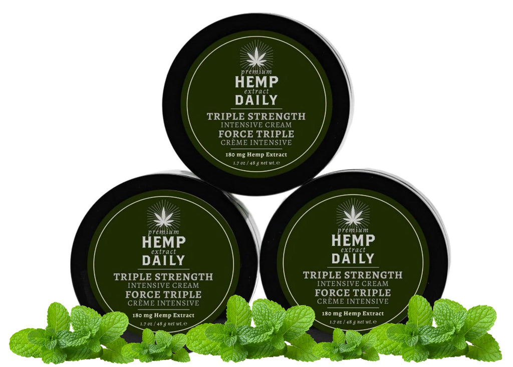 Premium Hemp Extract Daily Triple Moisturizing Cream – Vegan, Organic, 1.70 oz (Pack of 3)