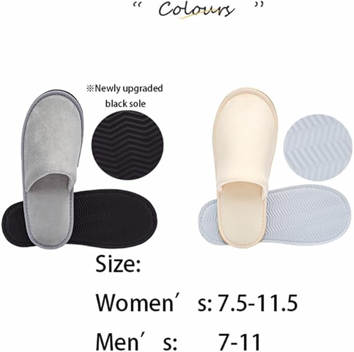 6 Pairs Premium Spa Slippers Gray & Beige – Soft Non-Slip Guest Slippers for Hotel and Bridal