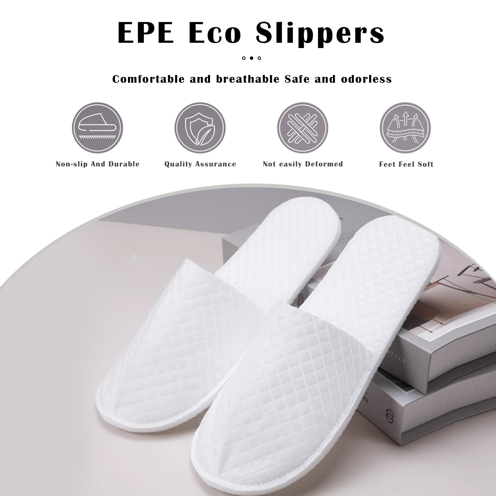 16 Pack Premium Spa Slippers - Cooling Breathable Non-Slip Hotel-Quality Travel Slippers with Transparent Pouch (White)
