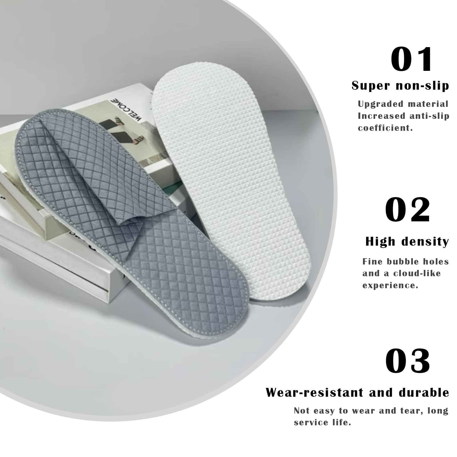16 Pack Premium Spa Slippers – Cooling, Breathable, Non-Slip for Hotels, Travel & Home (Gray)