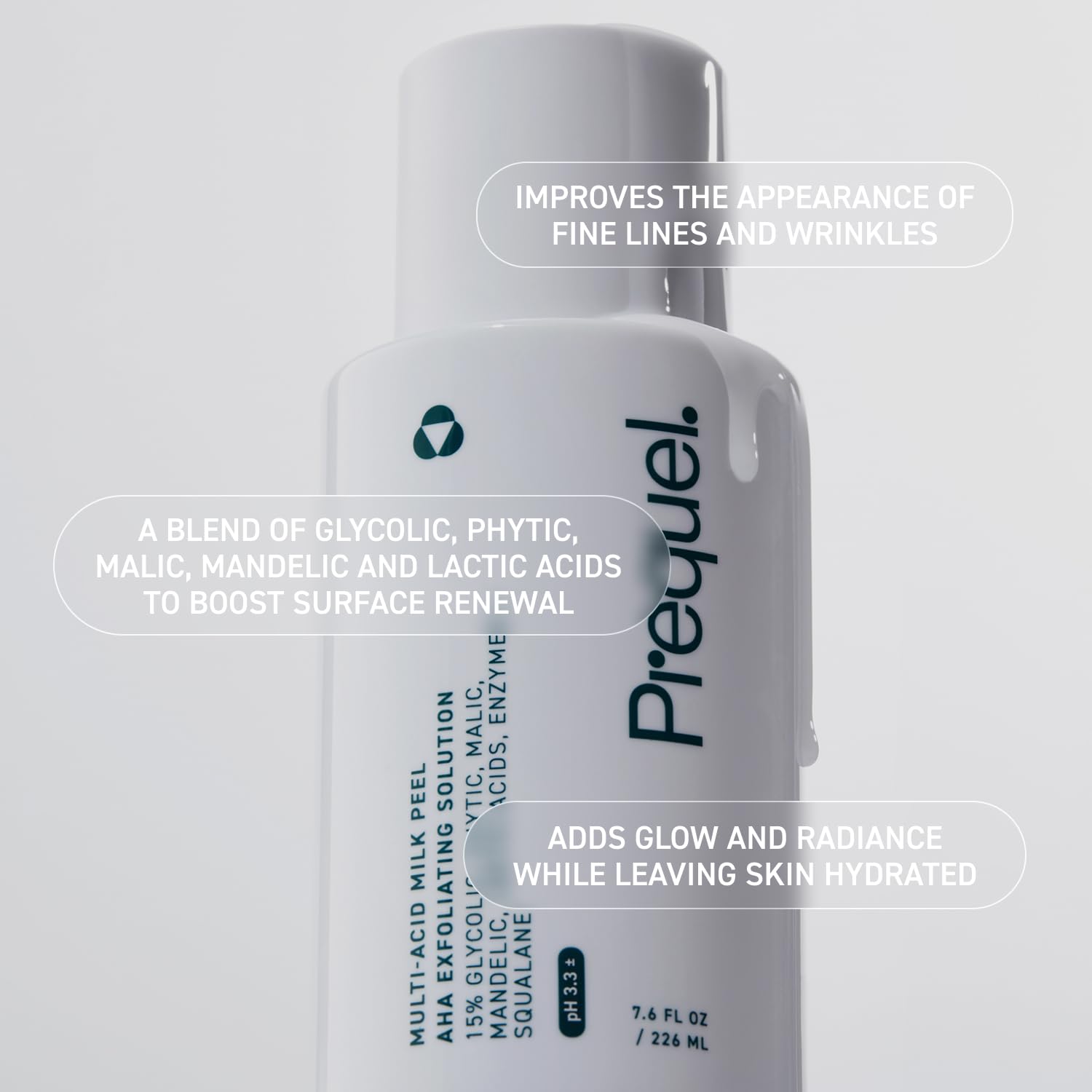 Prequel Skin Multi-Acid Milk Peel – 15% Glycolic Exfoliant with Lactic Acid & Enzymes, 7.6oz