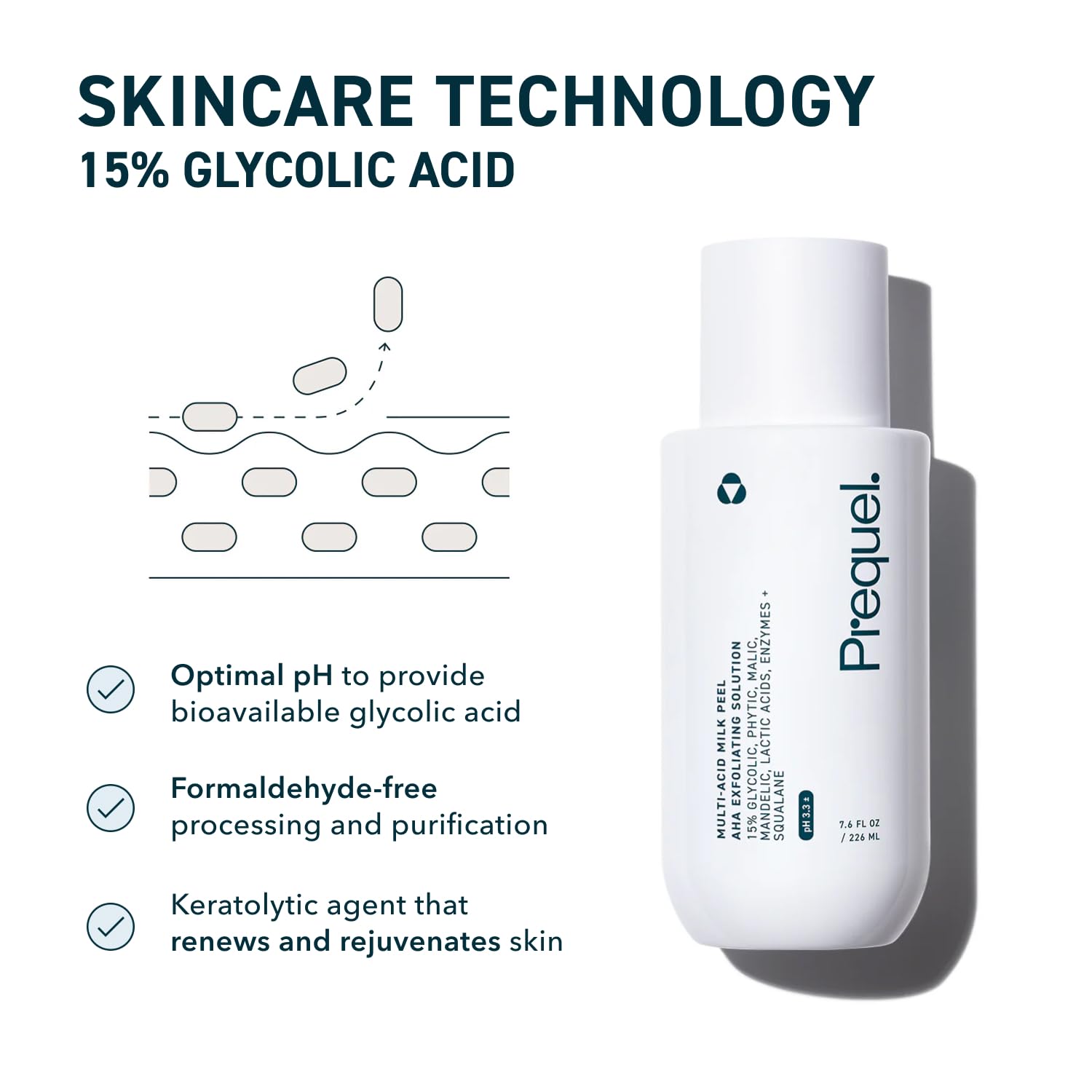 Prequel Skin Multi-Acid Milk Peel – 15% Glycolic Exfoliant with Lactic Acid & Enzymes, 7.6oz