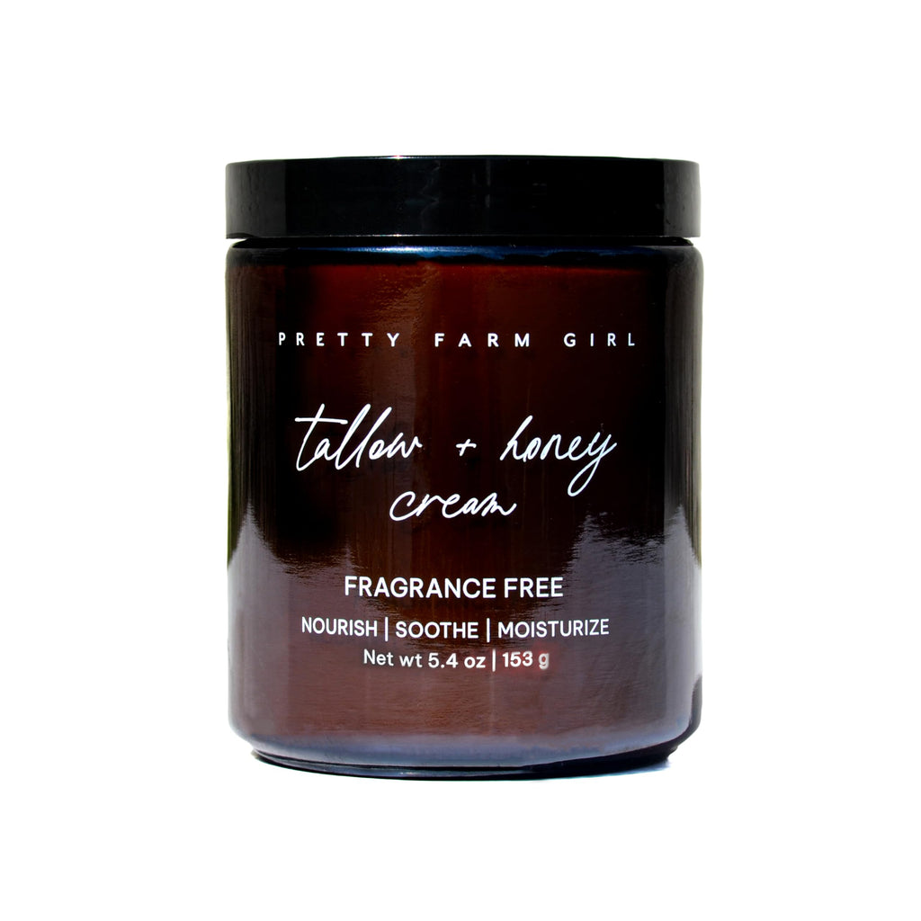 Pretty Farm Girl Tallow and Honey Body Butter – Fragrance Free, Lightly Whipped, Full-Body Use, 5.4oz