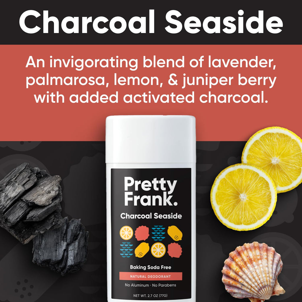 Pretty Frank Charcoal Seaside Aluminum-Free Deodorant | Baking Soda-Free for Sensitive Skin (1-Pack)